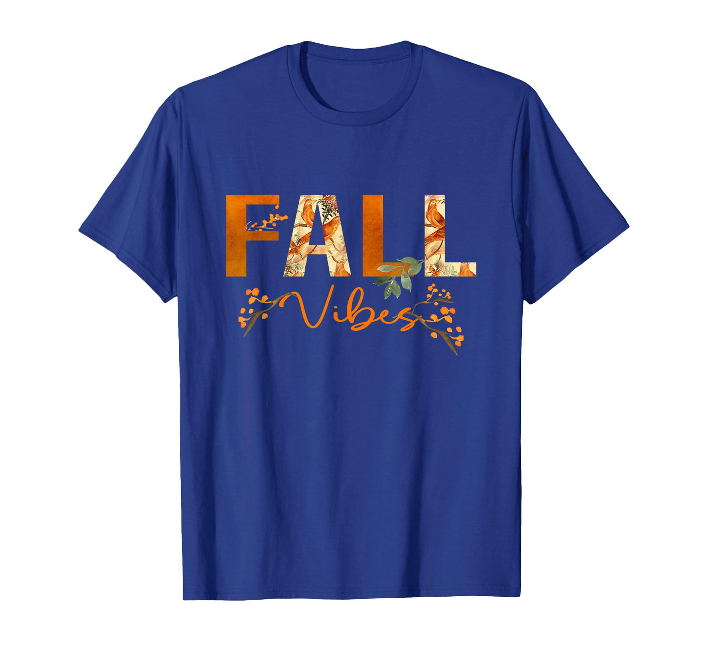 Fall Vibes Hello Autumn Vibes Bird Flowers Women Fall T-Shirt