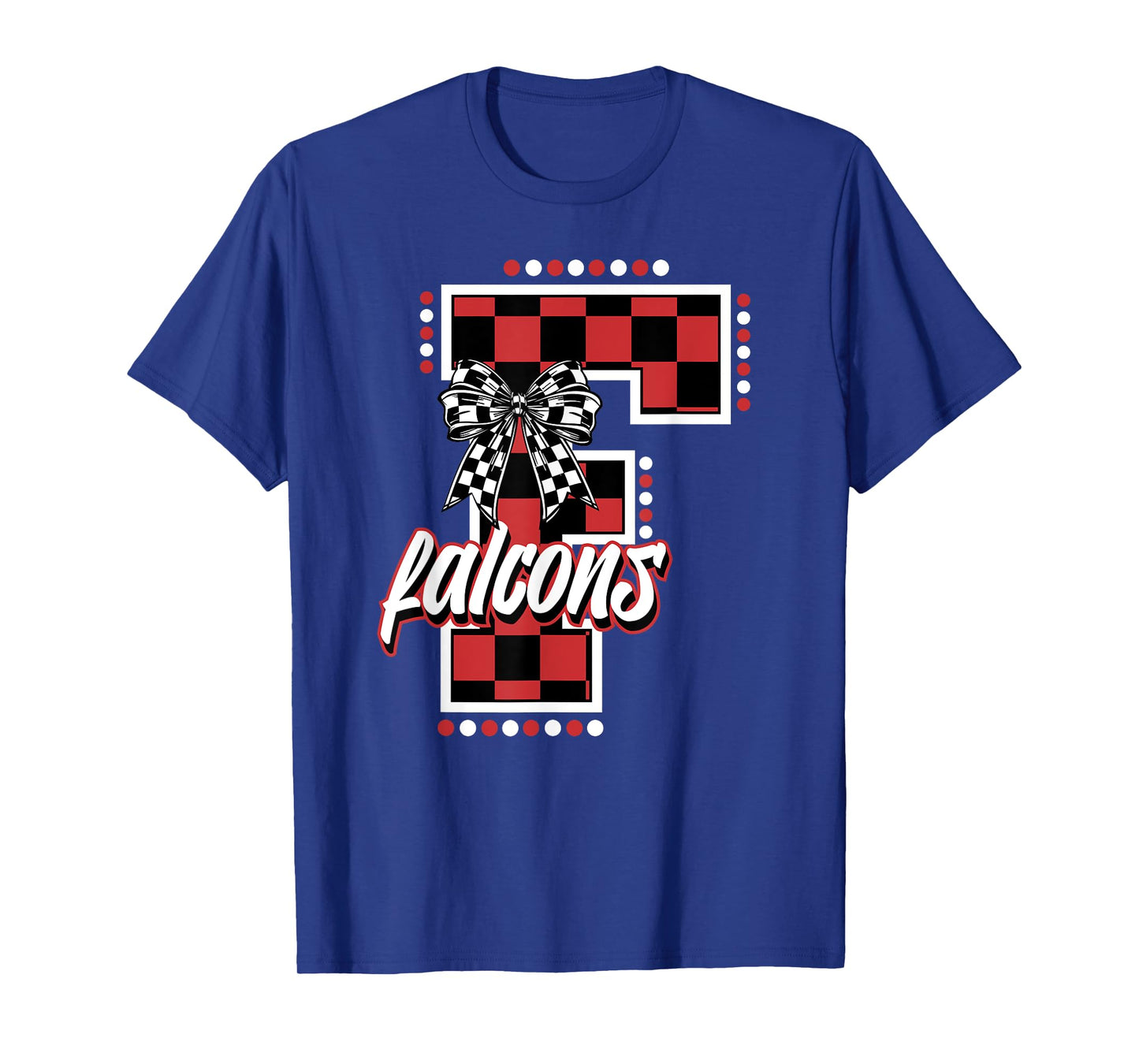 Falcons Checkered Letter School Spirit Mascot Red Game Day T-Shirt