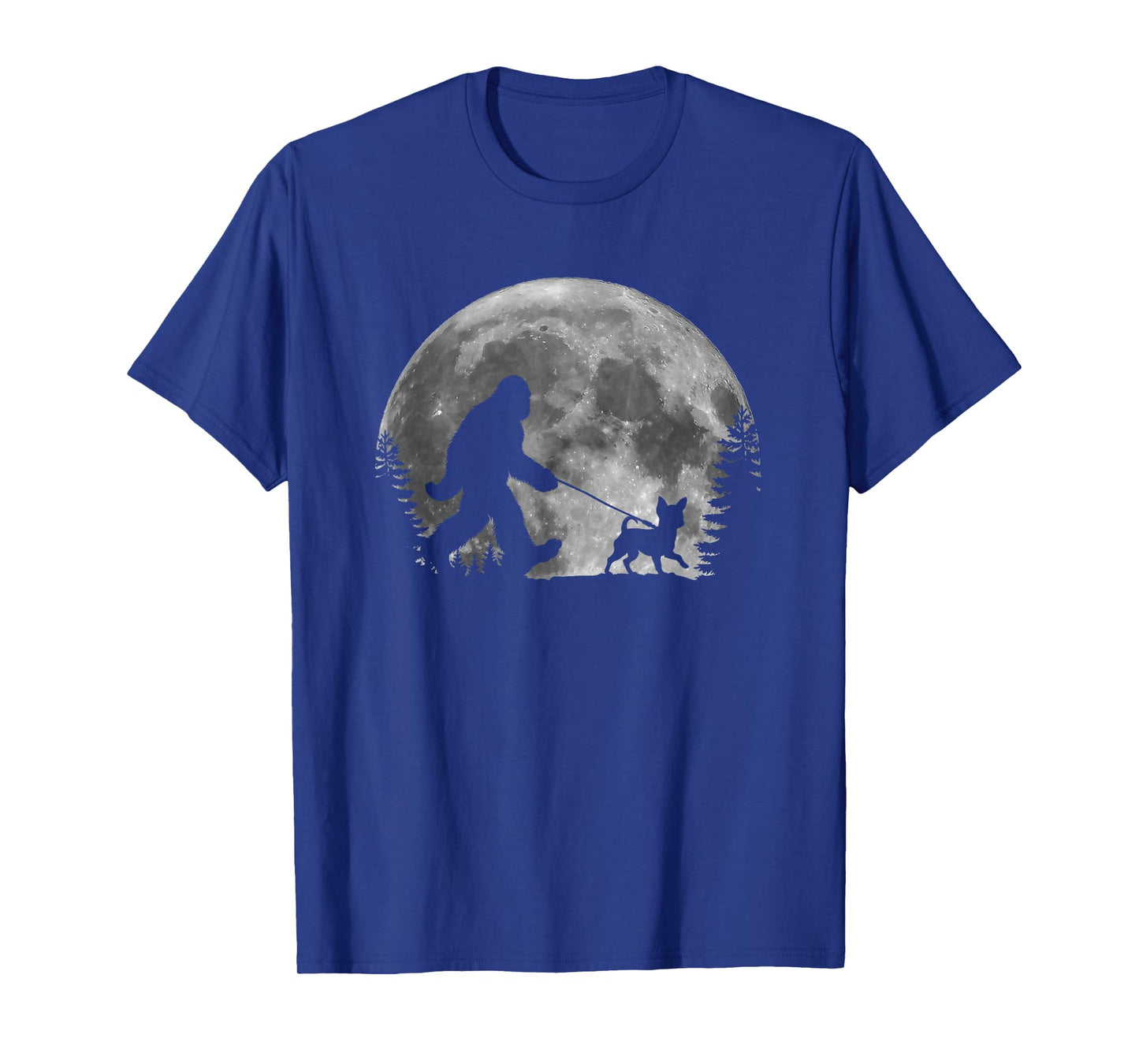 Bigfoot Walking a Dog Funny Chihuahua Lovers Moon Halloween Men Women Kids T-Shirt