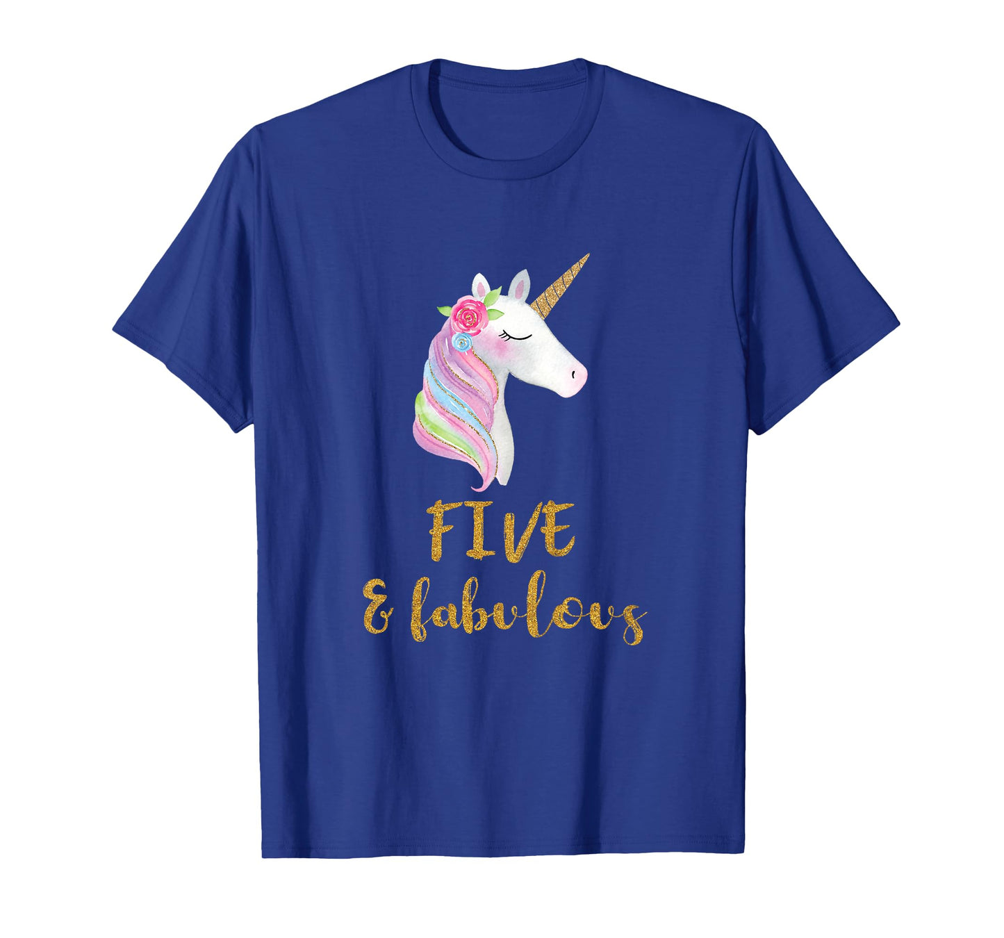 Five and Fabulous Unicorn Outfit, 5th Birthday Girl Shirt T-Shirt