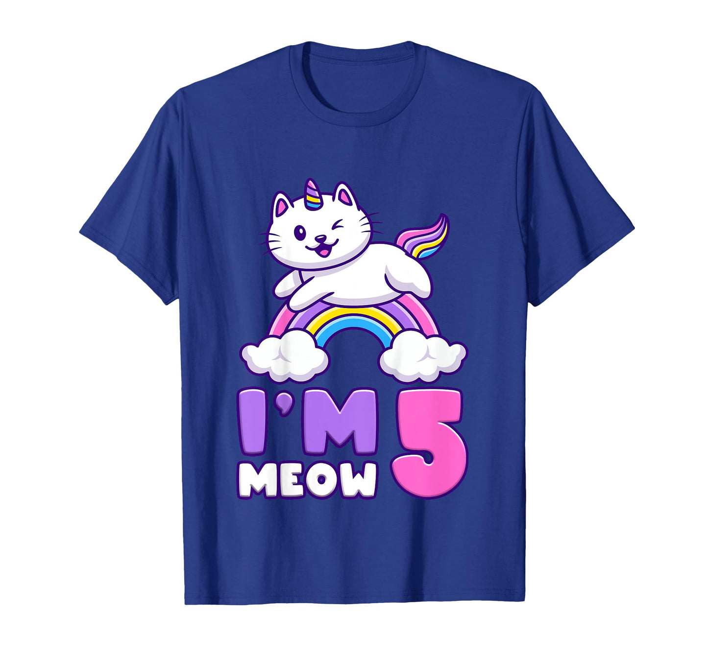 Birthday girl 5 years old, cat, unicorn, 5th birthday T-Shirt