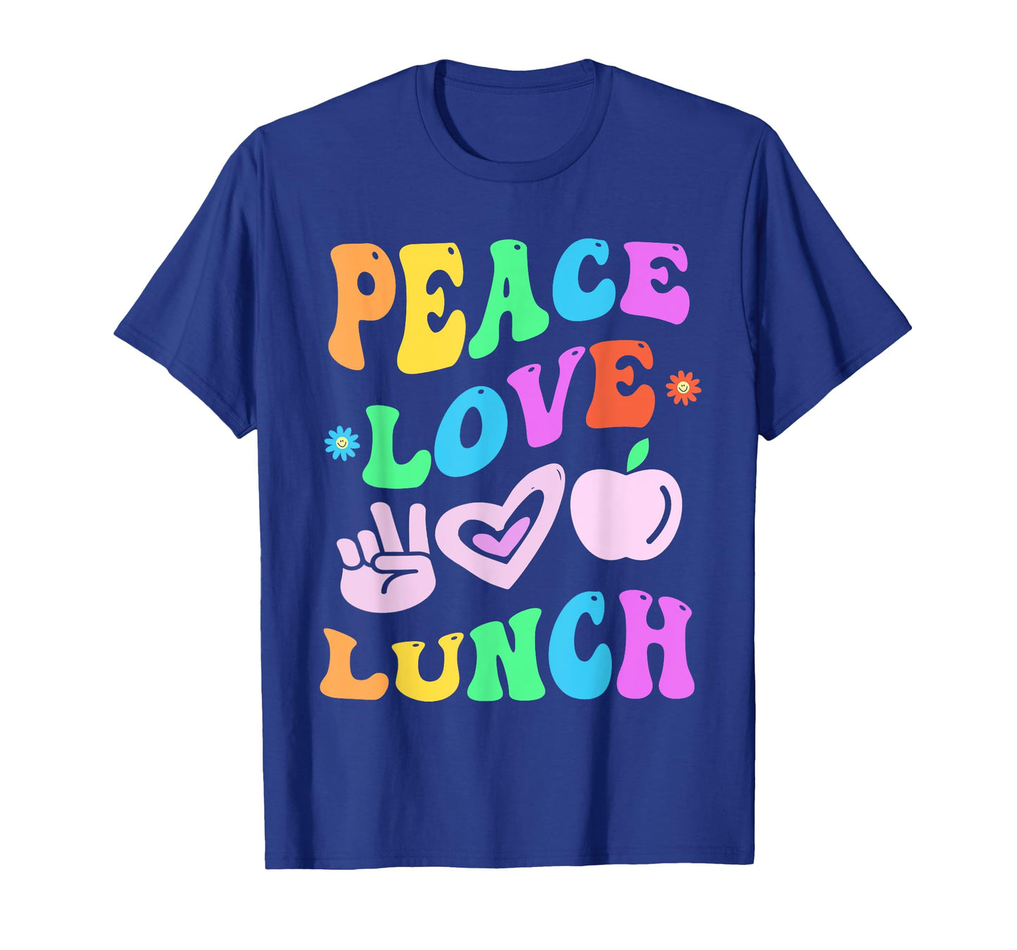 PEACE LOVE LUNCH Lady Retro Cafeteria Groovy Back To School T-Shirt
