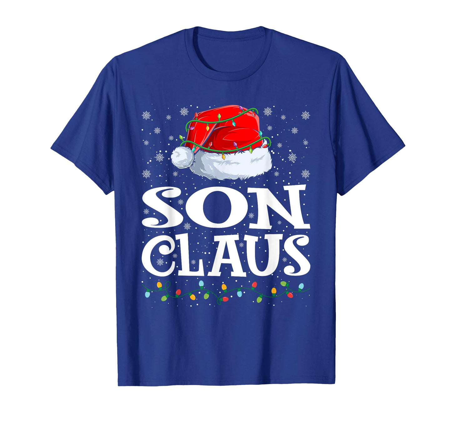 Son Claus Christmas Lights Santa Hat Family Matching T-Shirt