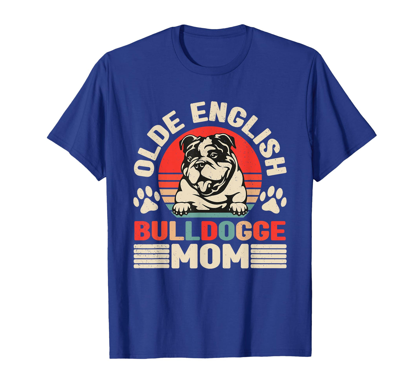 Old English Bulldog Mom Retro Walking Dog Owner Dog Lover T-Shirt for Men Women
