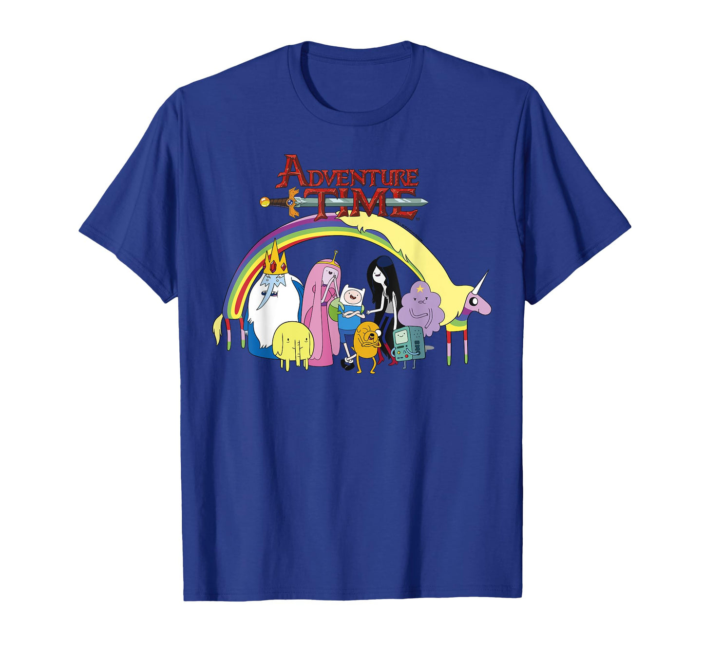 Adventure Time Classic Rainbow Unicorn Group Shot T-Shirt