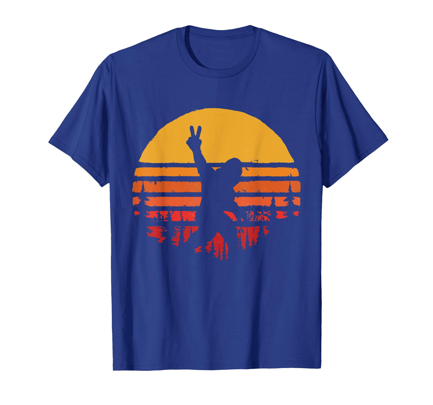 Funny Sasquatch Bigfoot Peace Hand Sign Vintage T-Shirt