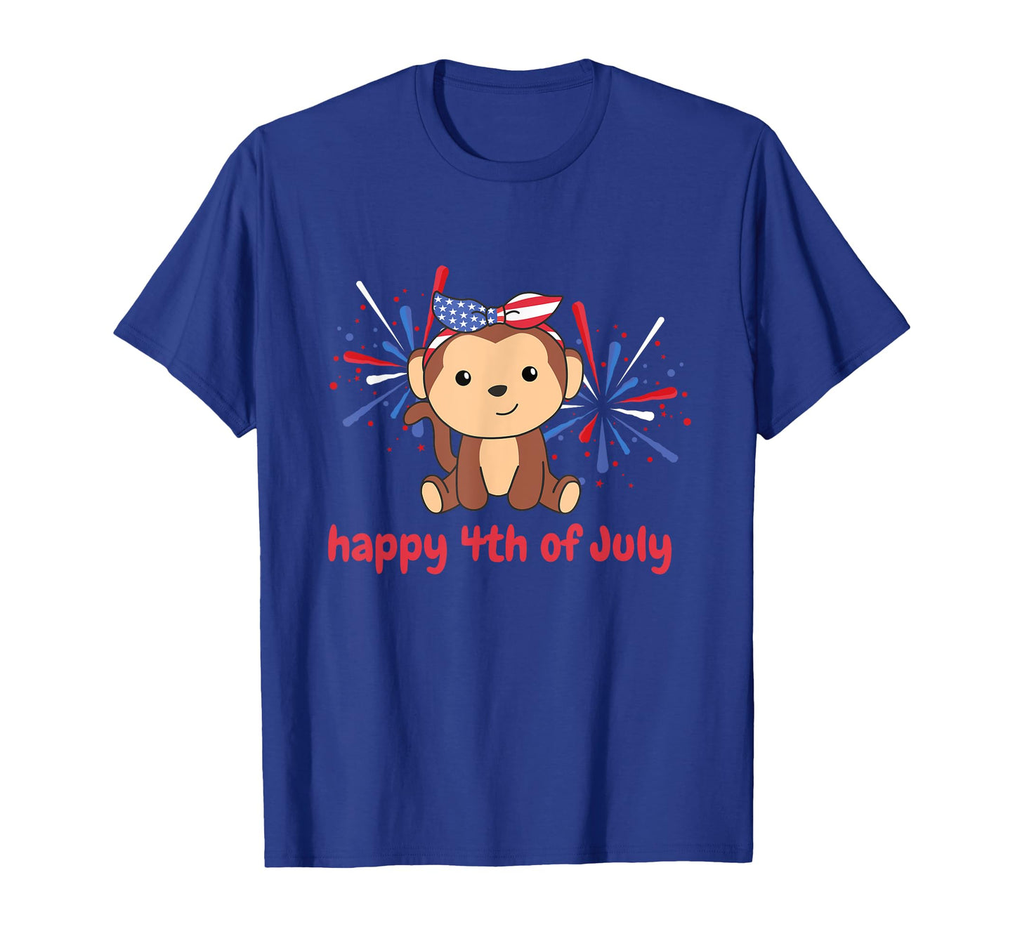 4th Of July American Monkey For Kids Usa Fireworks Monkey T-Shirt