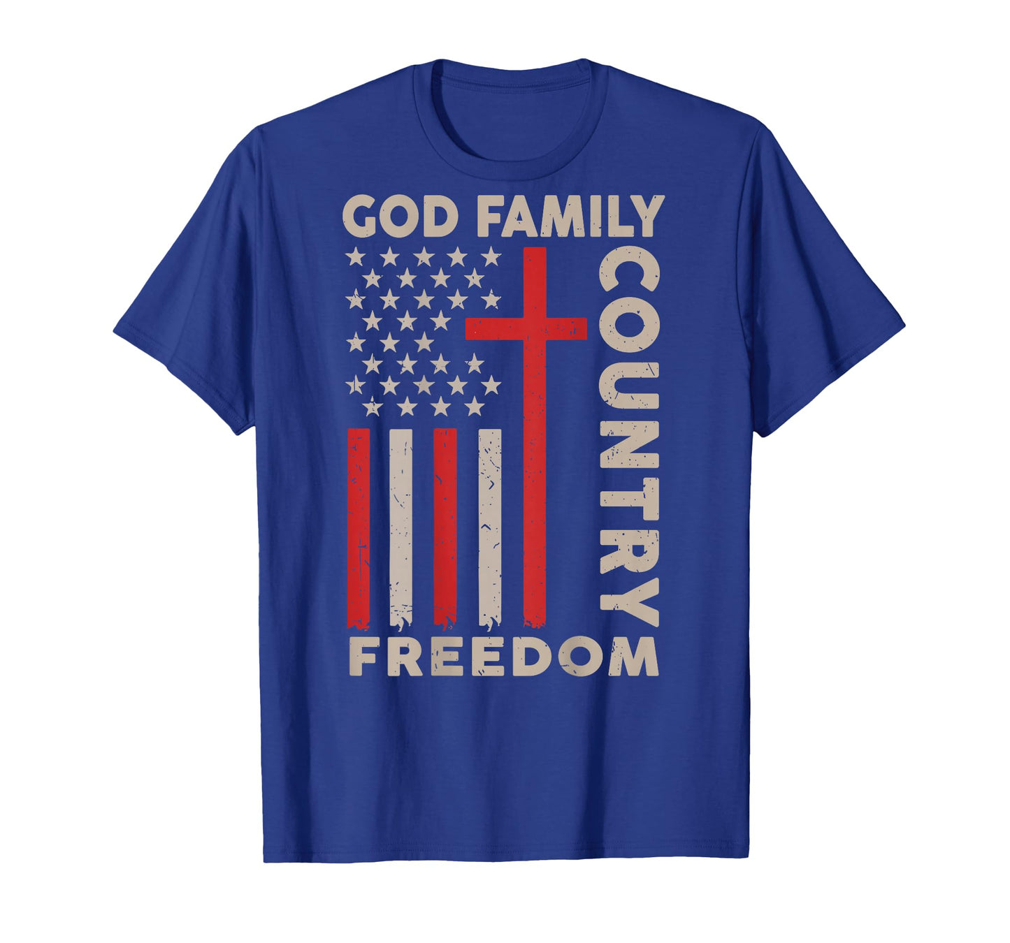 On-Back God Family Country Freedom Patriotic Christian Faith T-Shirt