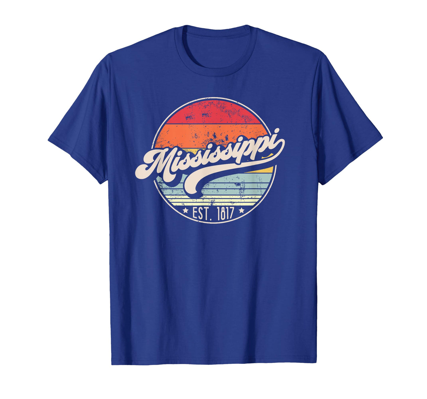 Retro Mississippi Home State MS Cool 70s Style Sunset T-Shirt