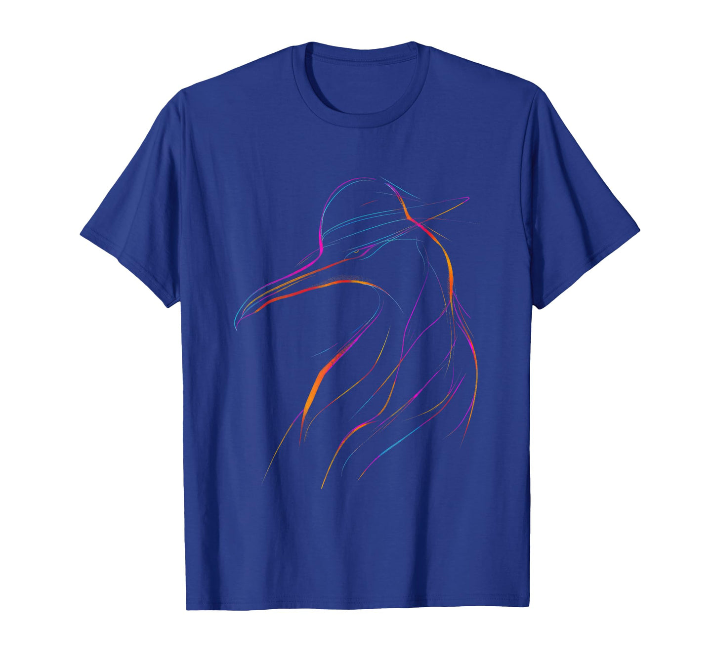 Elegant Line Art Bird With Colorful Strokes T-Shirt