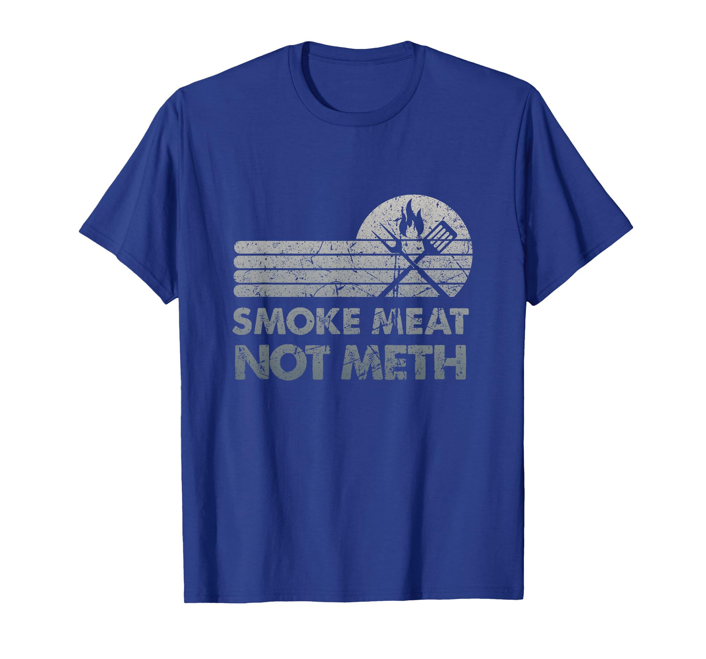 BBQ Smoke Meat Not Meth Brisket Ribs Grey Vintage Distressed T-Shirt