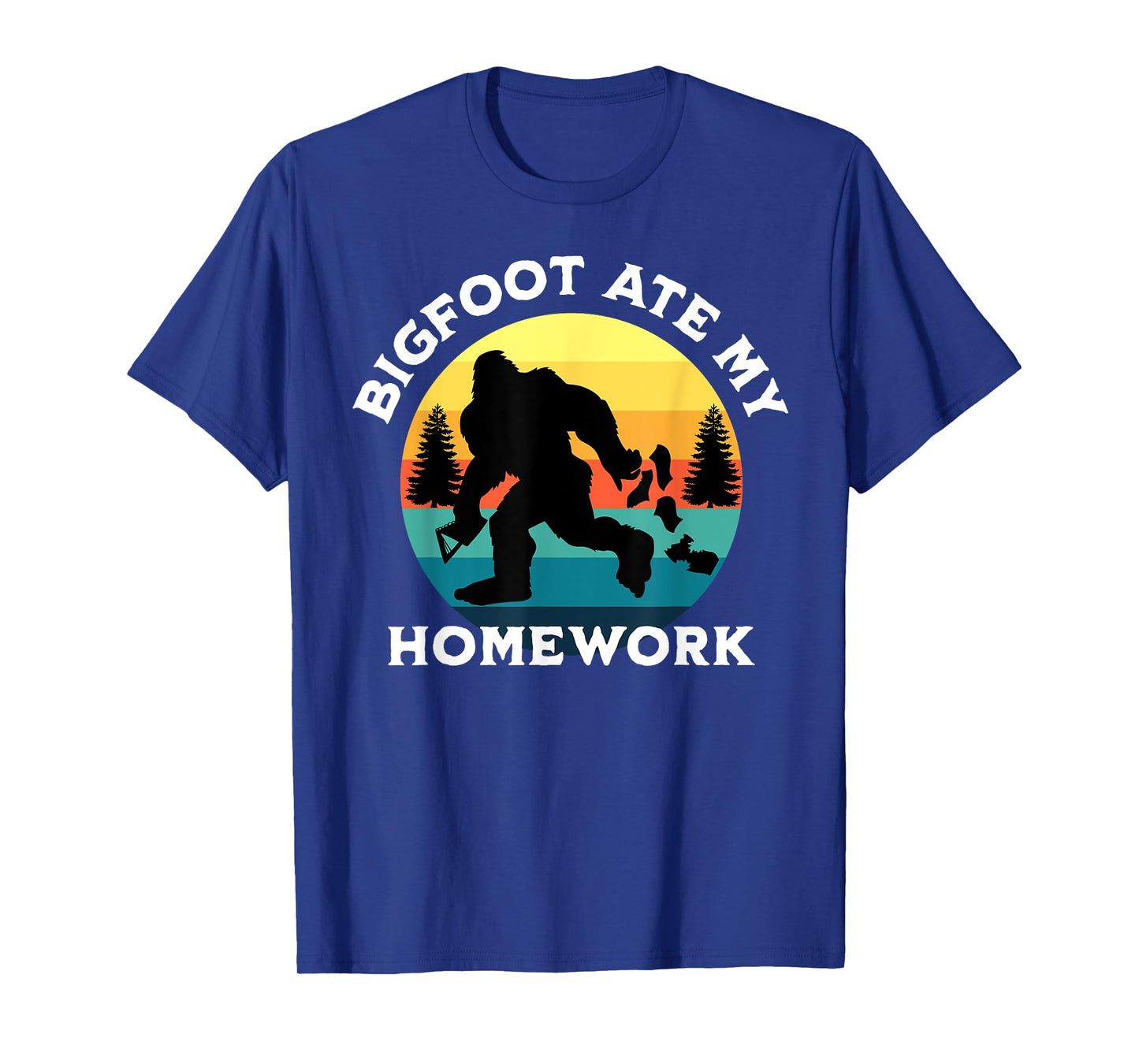 Vintage Retro Bigfoot Ate My Homework Funny Sasquatch T-Shirt