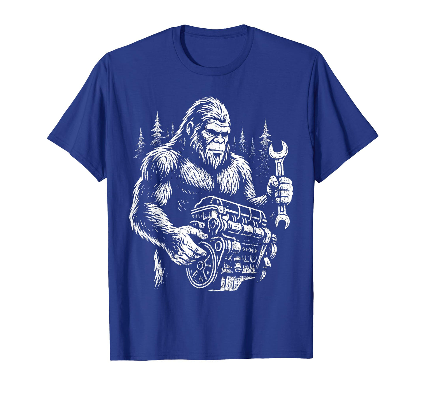 Funny Mechanic Bigfoot Sasquatch Engine Car Repair T-Shirt