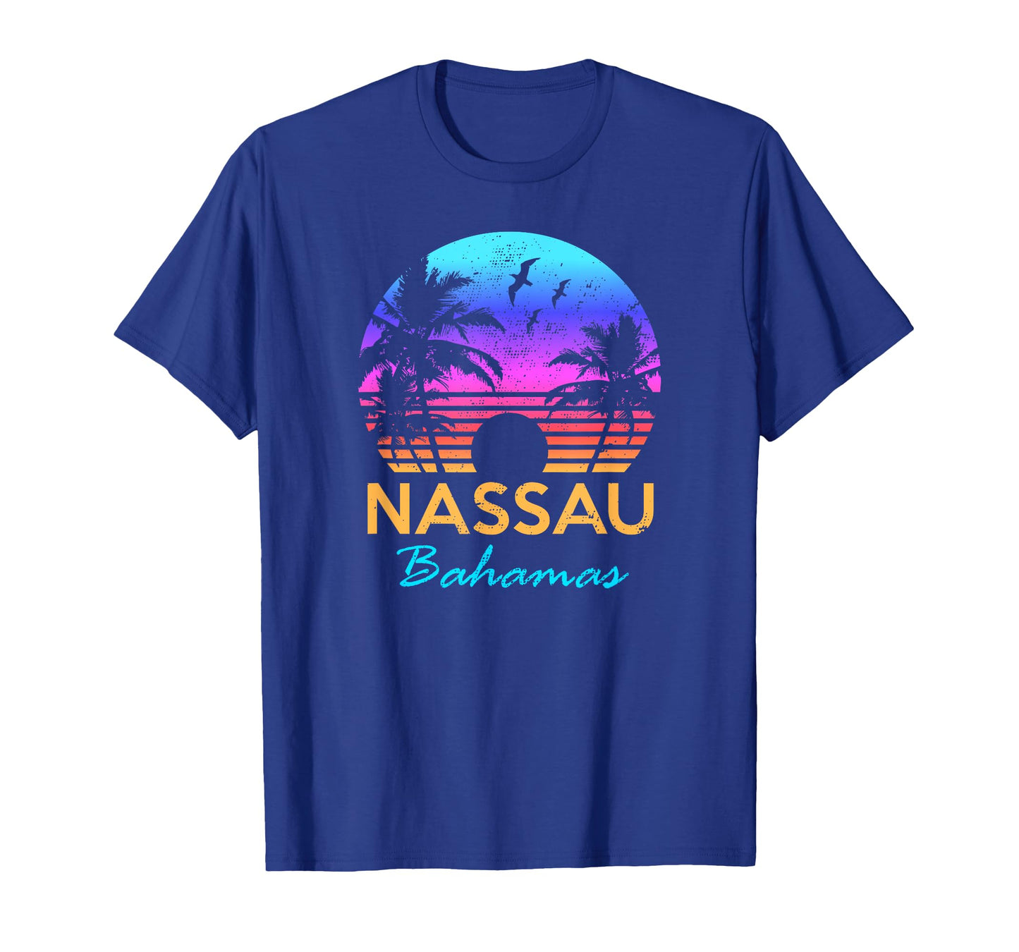 Nassau Bahamas Beach Trip Souvenir Sunset Vintage Graphic T-Shirt