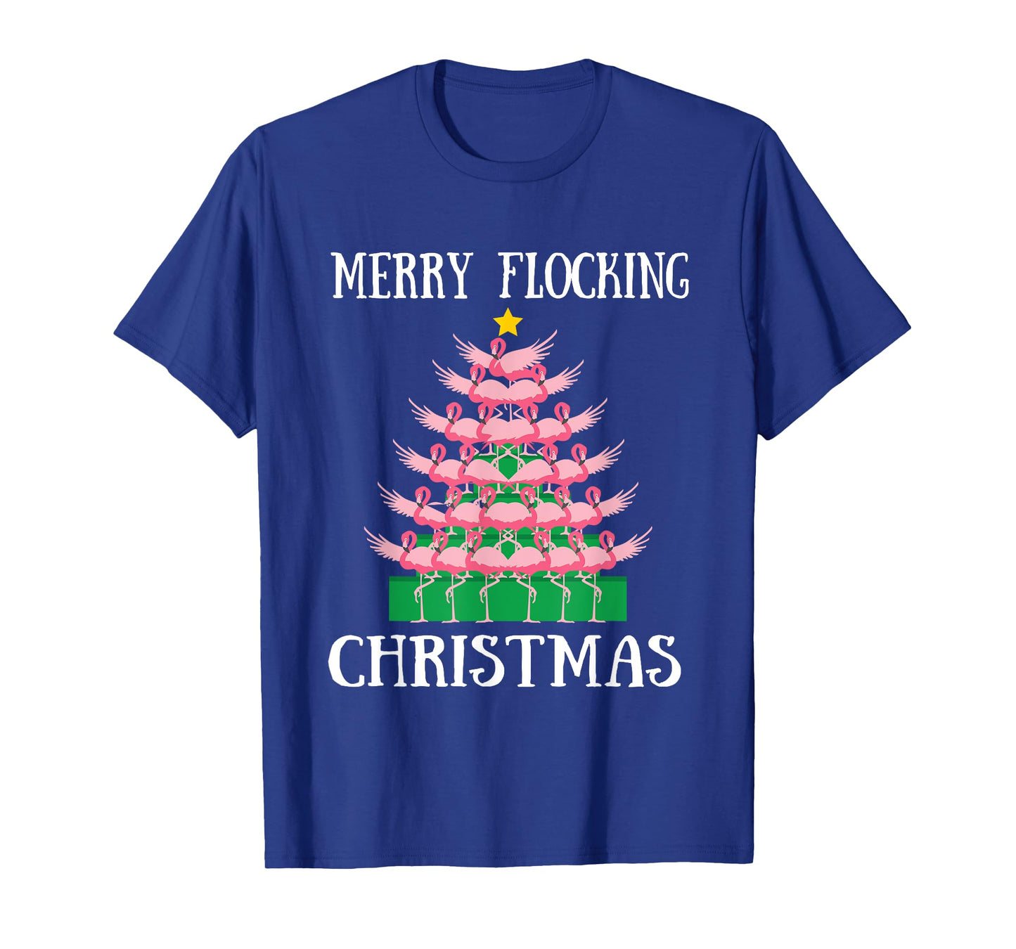 Flamingo Merry Flocking Christmas Tree Lights Flamingos XMas T-Shirt