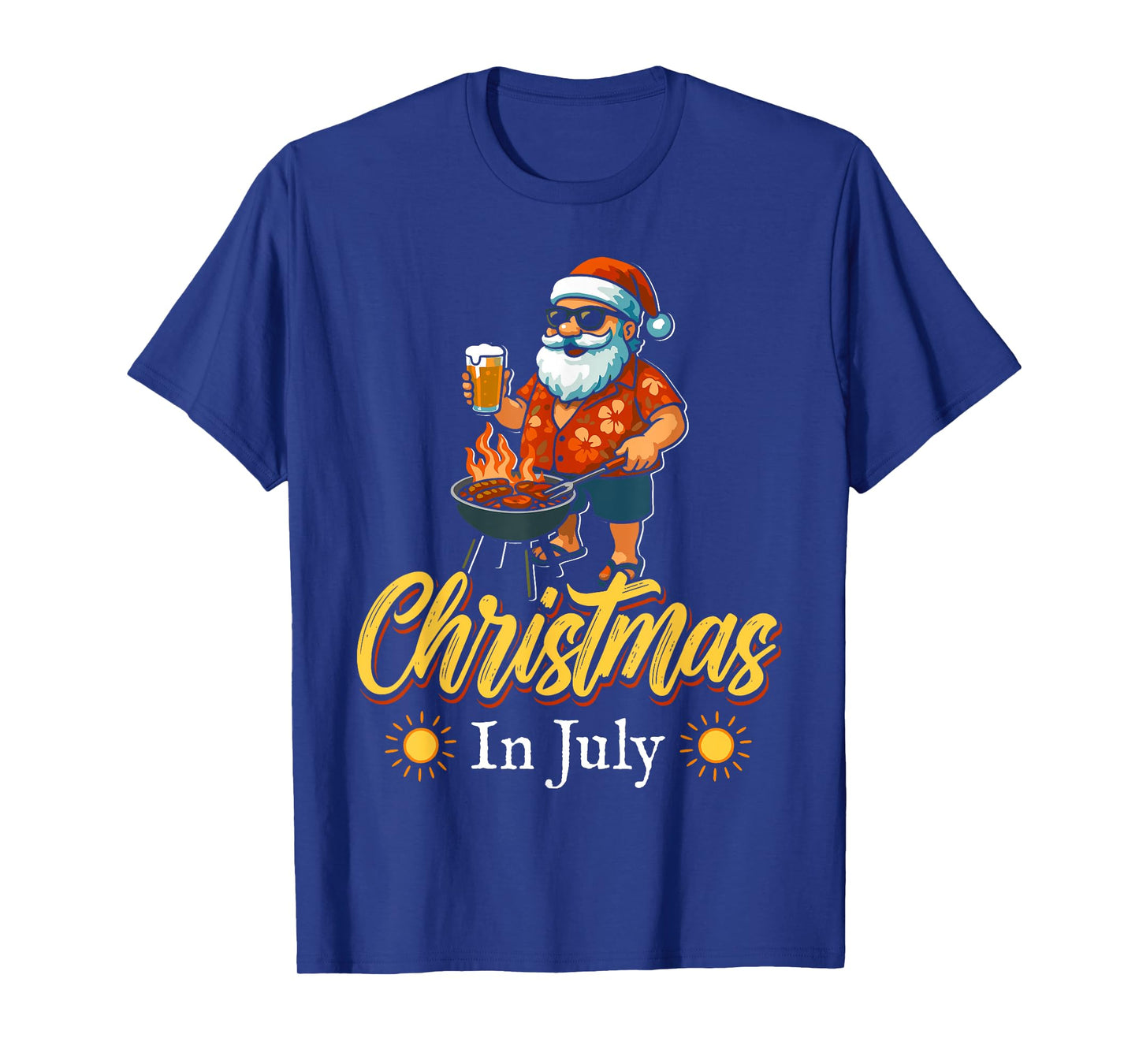 Christmas In July Santa BBQ Summer Hawaiian Christmas T-Shirt