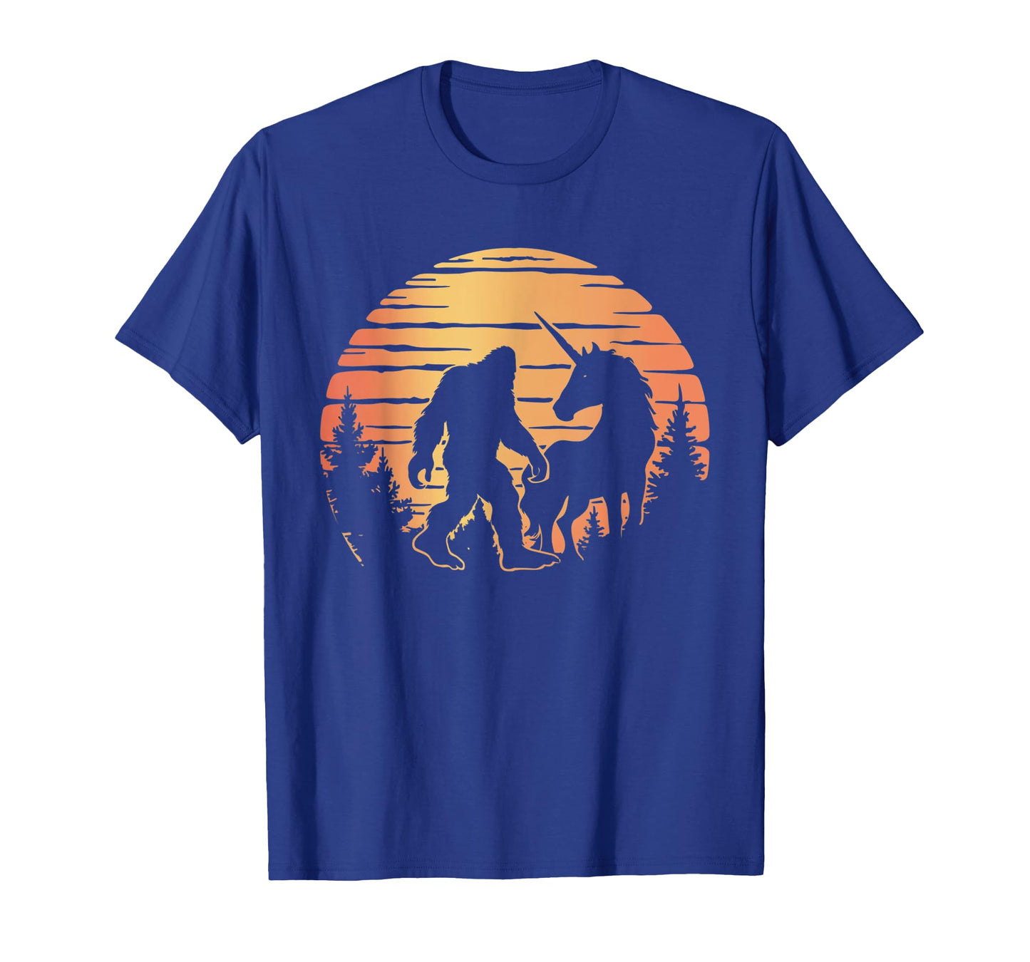Bigfoot And Unicorn For Men Women And Kids! Retro Sasquatch T-Shirt