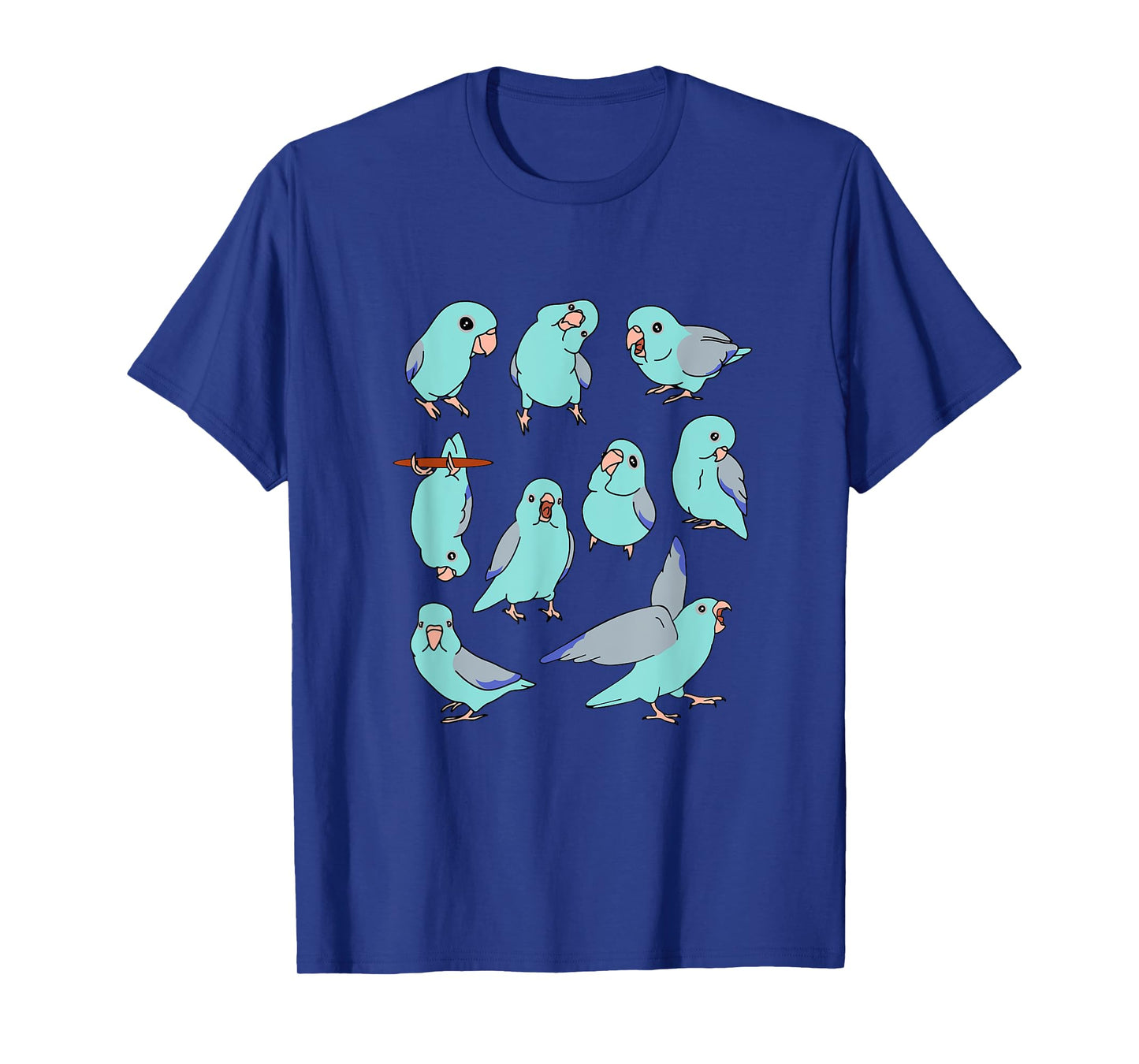 Cute Blue Fallow Parrotlet Pattern Pacific Parrot Doodle T-Shirt