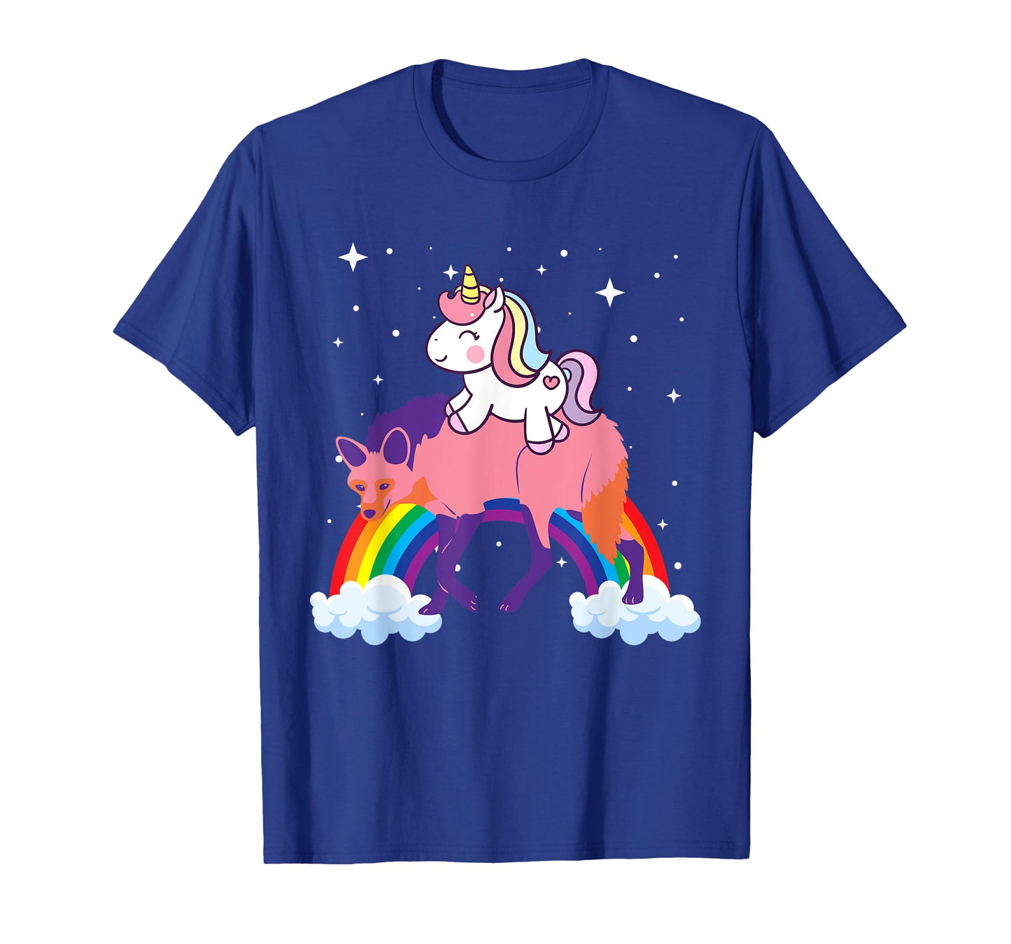 Unicorn Riding Wolf Boys Girls Men Women Kids Teens Rainbow T-Shirt