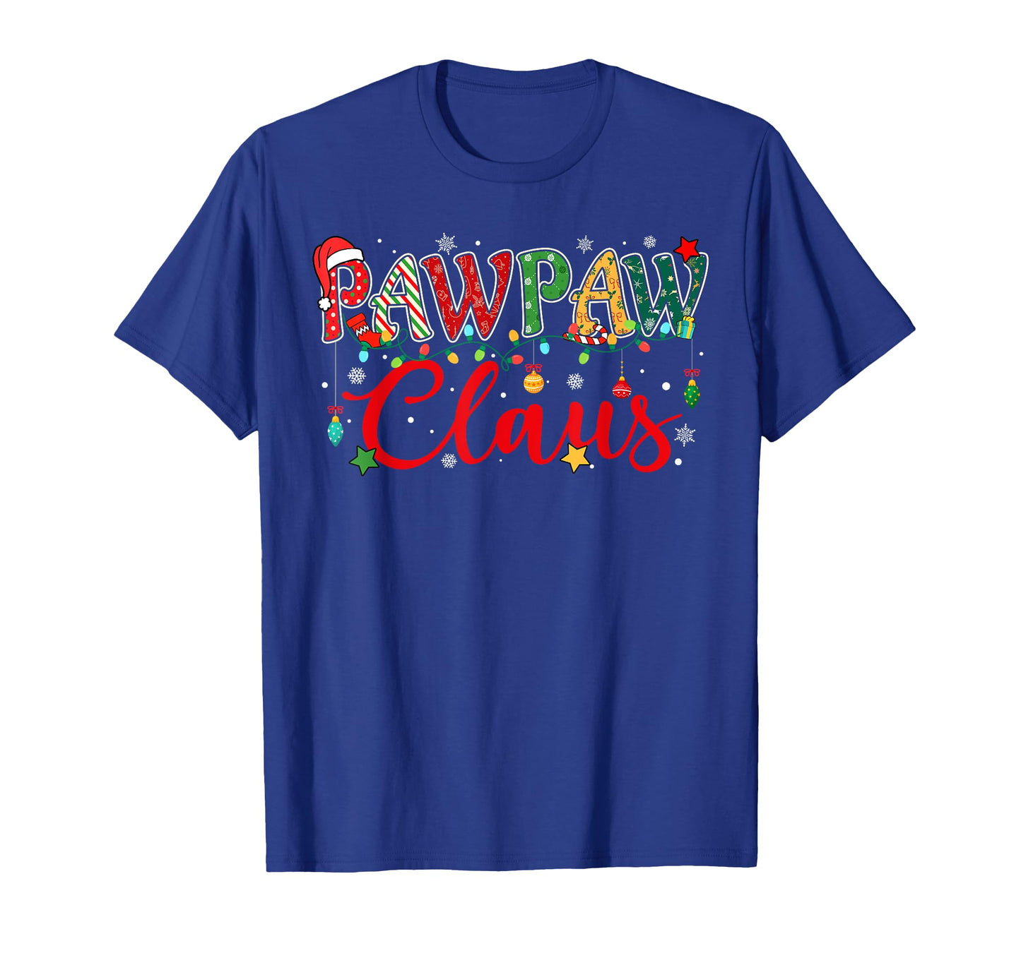 Pawpaw Claus Christmas Lights Pajama Family Matching Men T-Shirt