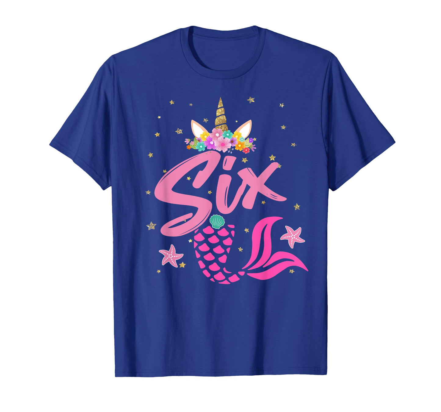 Unicorn Birthday Girl 6 Years Old Gift For 6th B-day T-Shirt