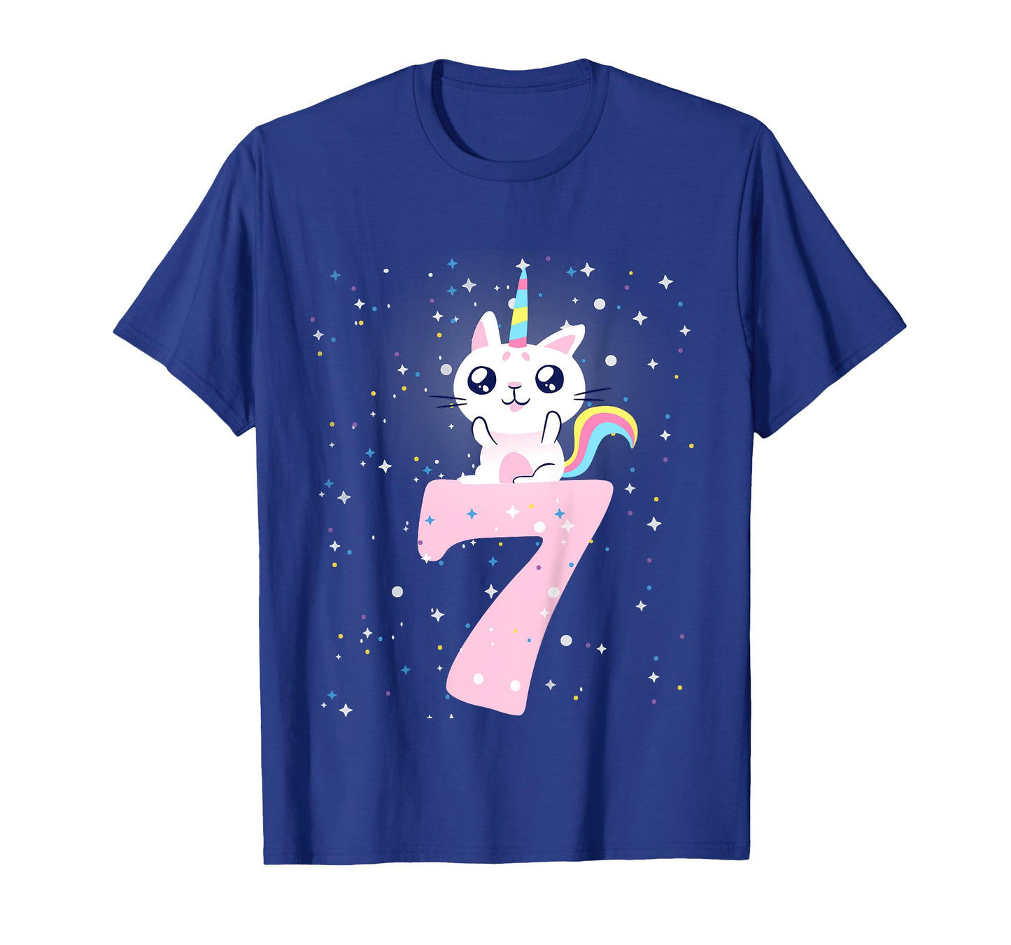 Kids 7th birthday girl outfit unicorn cat T-Shirt