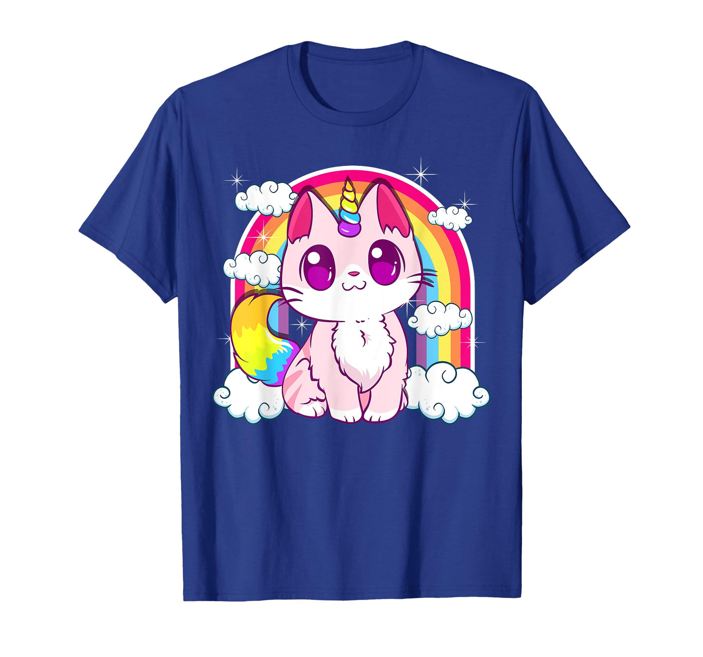 Cute Unicorn Cat Adorable Smiling Rainbow Kitty T-Shirt