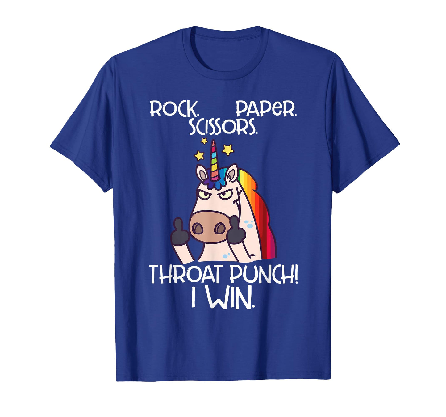 Rock Paper Scissors Throat Punch I Win Funny Unicorn Shirt T-Shirt