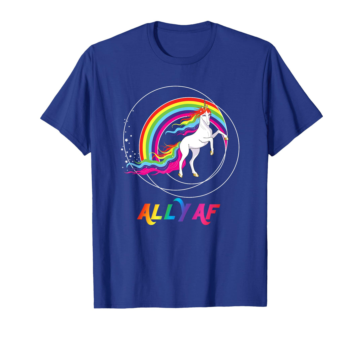Proud Ally AF Gay Pride Allies Rainbow Pride Flag Unicorn T-Shirt