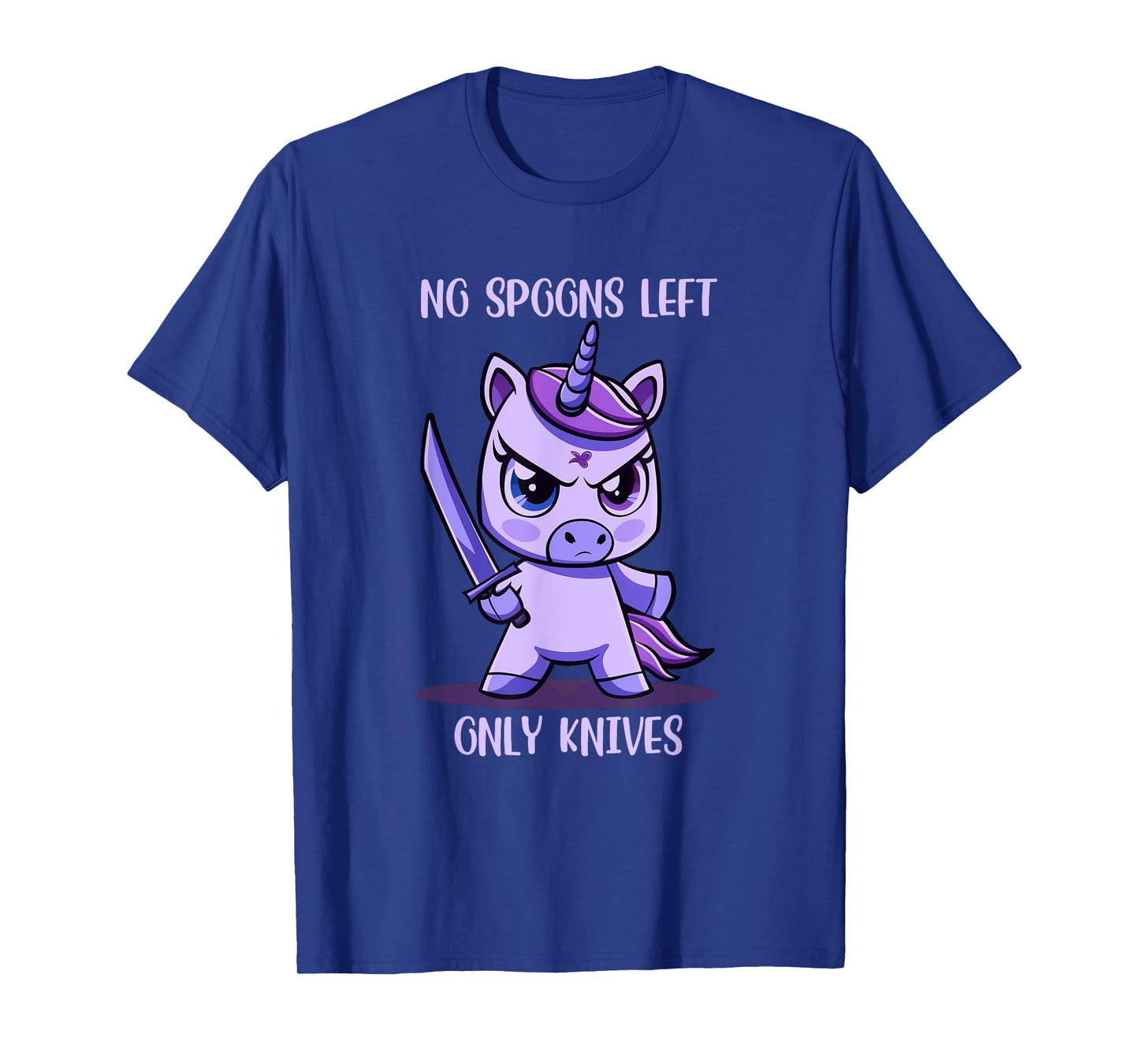 Stabby Cute Unicorn No Spoons Left Only Knives Fibro Lupus T-Shirt