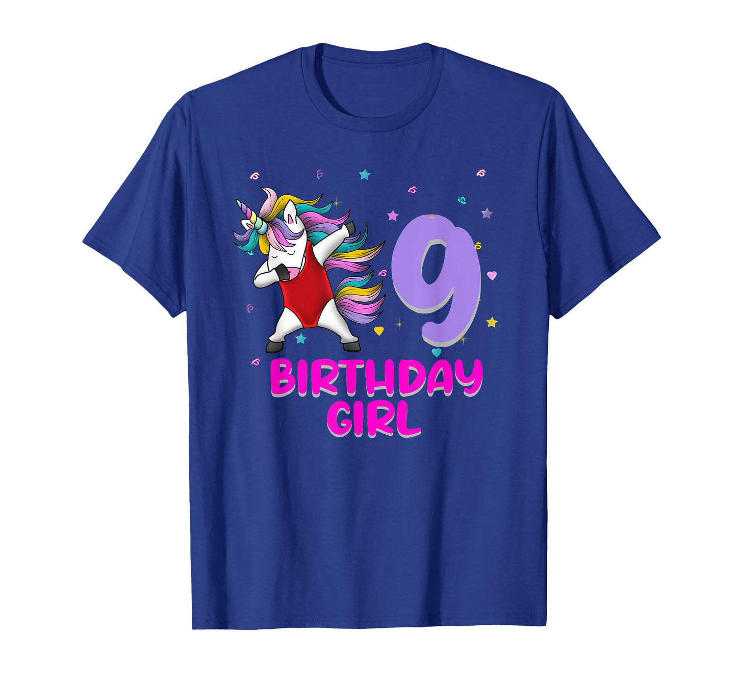 Unicorn Swimsuit 9th Birthday Girl Love Funny 9 Years Old T-Shirt