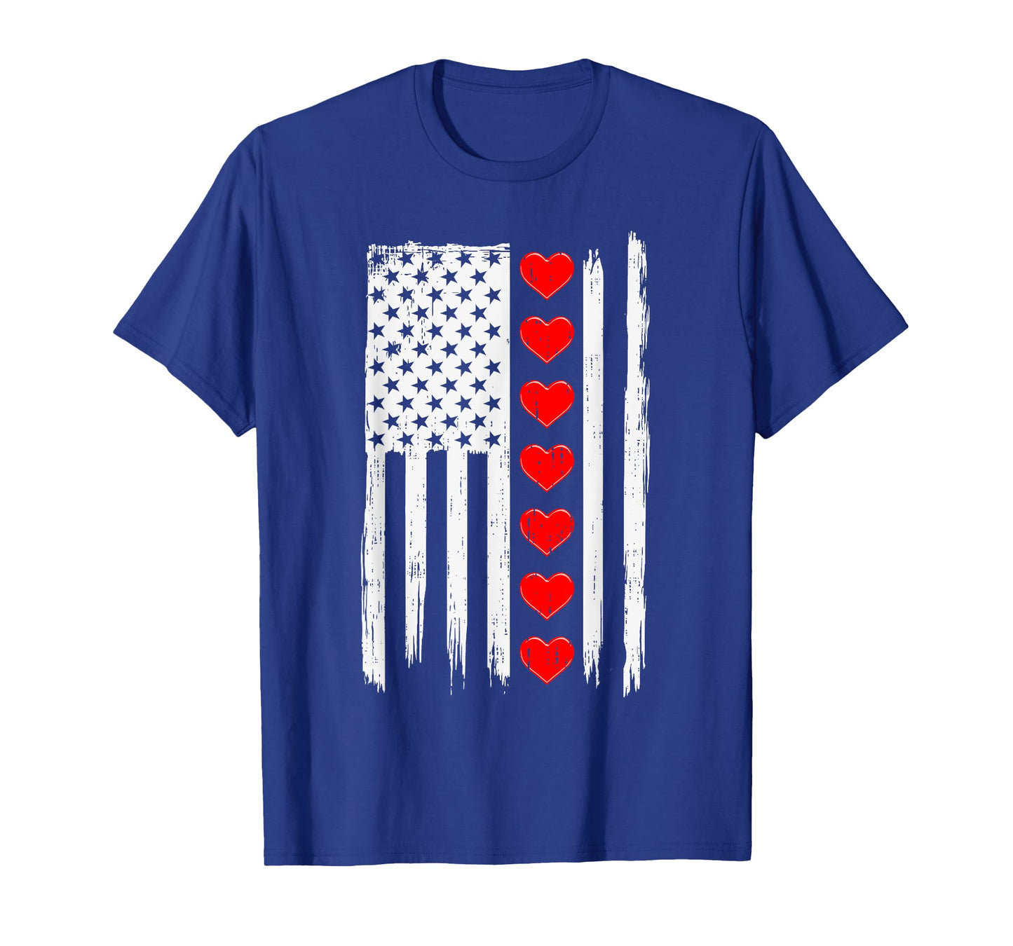 Valentines Day USA American Flag Hearts For Mens Boys Kids T-Shirt