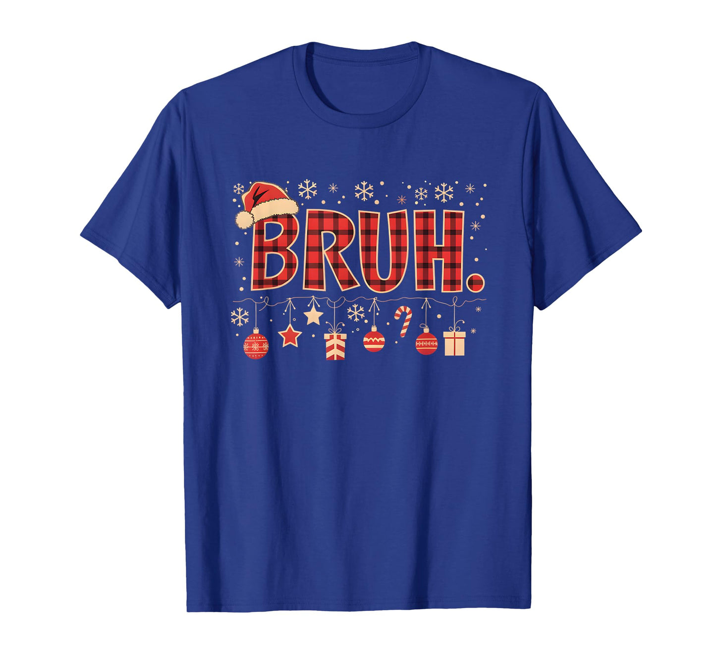 Bruh Funny Christmas Red Plaid Boys Kids Xmas Pajamas Gifts T-Shirt