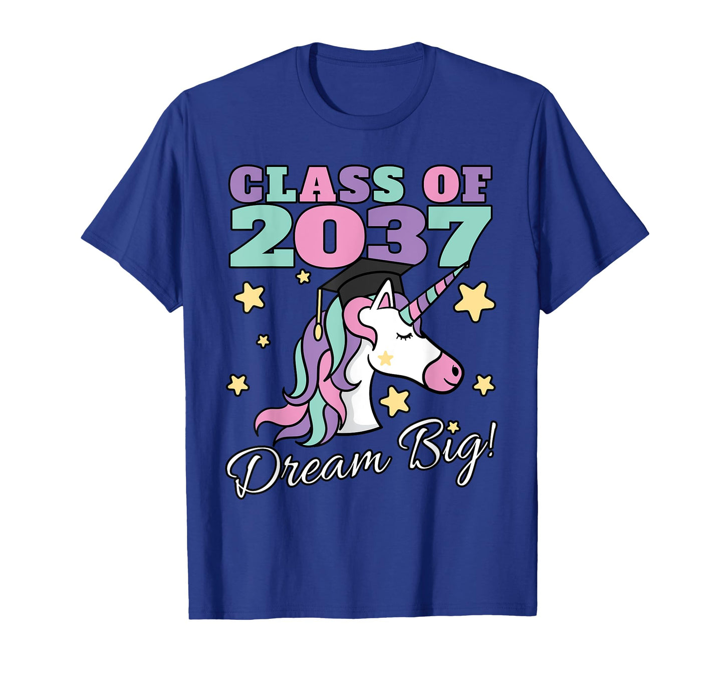 Girls Class of 2037 Magical Unicorn Graduation Cap T-Shirt