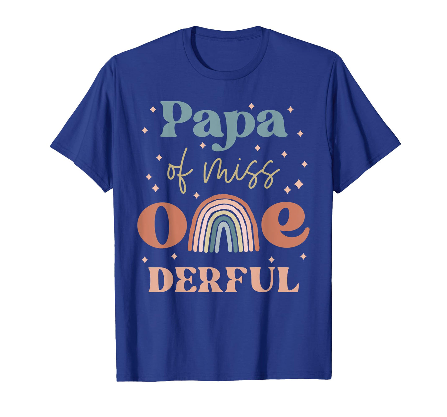 Papa of Miss Onederful Boho Rainbow Daughter First Birthday T-Shirt