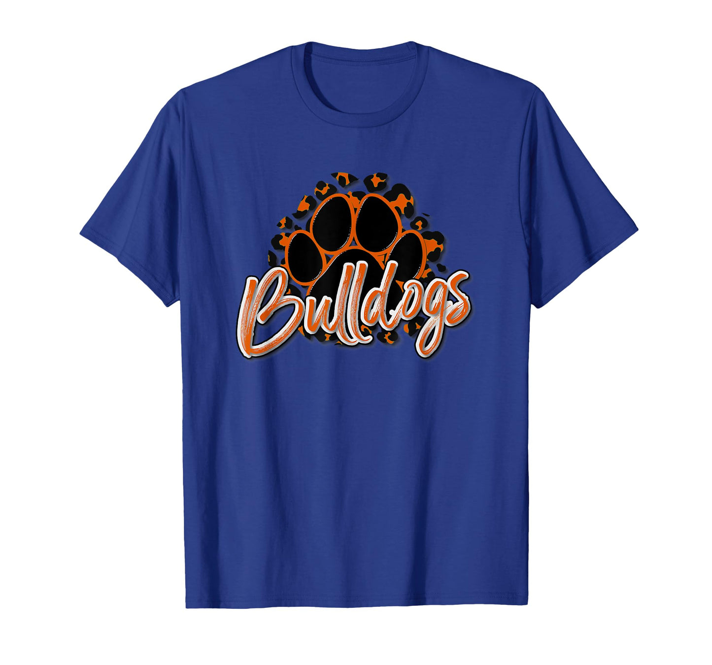 Bulldogs Orange Black Cheetah School Sports Fan Team Spirit T-Shirt