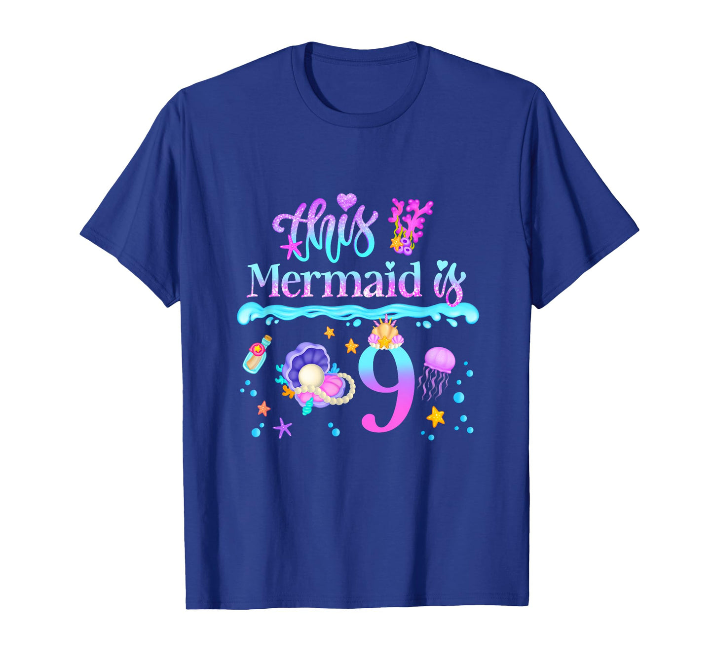This Mermaid is 9 Years Old 9th Girls Birthday Party Kids T-Shirt