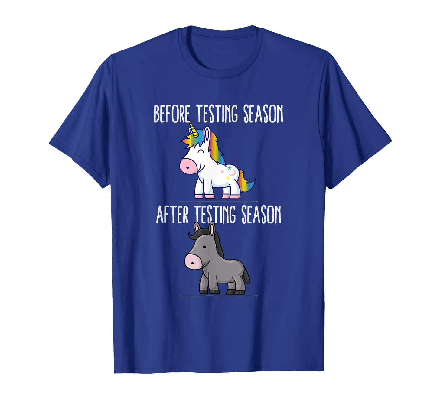 Before After Testing Season Is My Cardio Teacher Unicorn T-Shirt