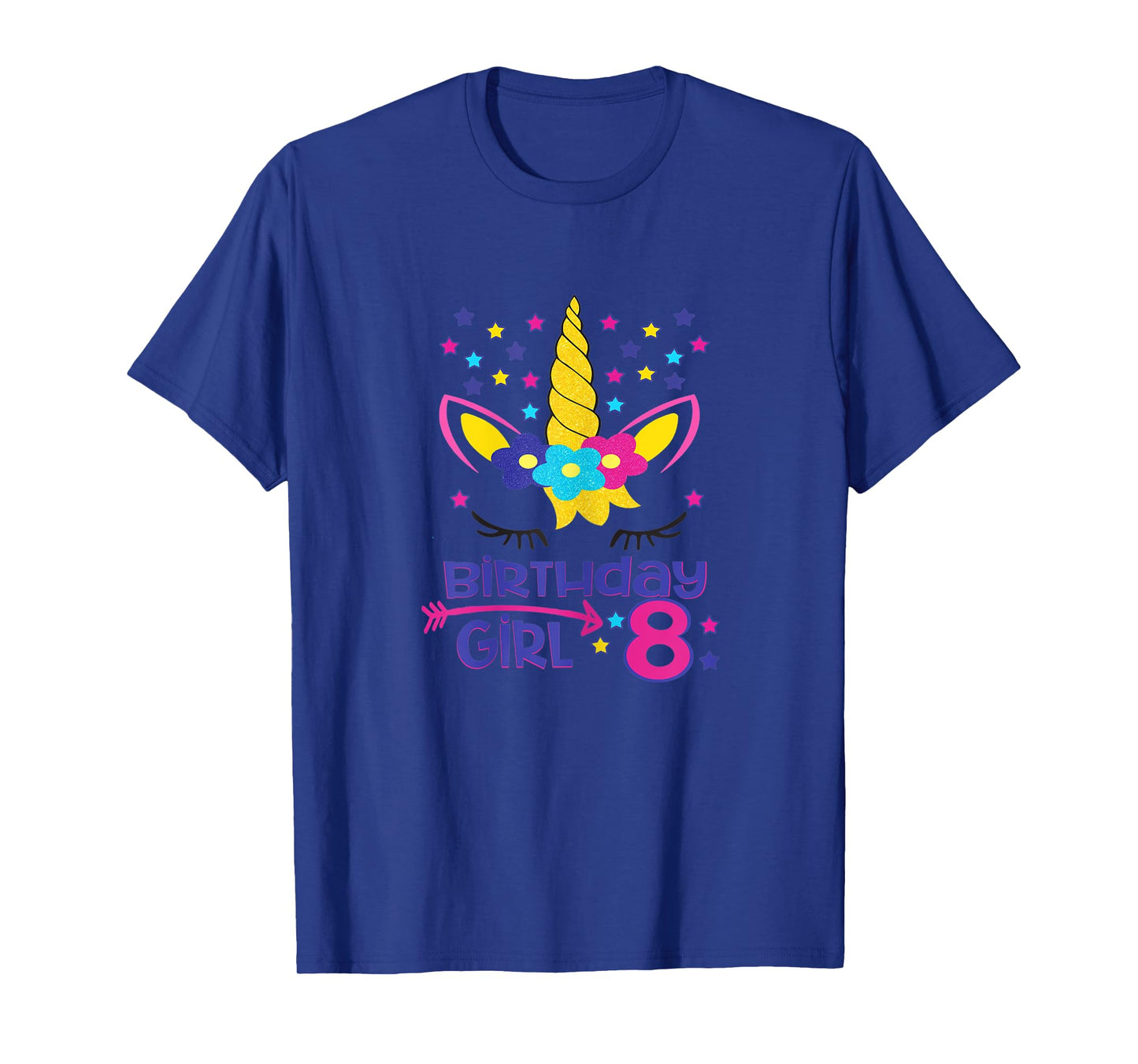 Birthday Girl 8 Unicorn Stars Unicorn Birthday 8 Year Old T-Shirt