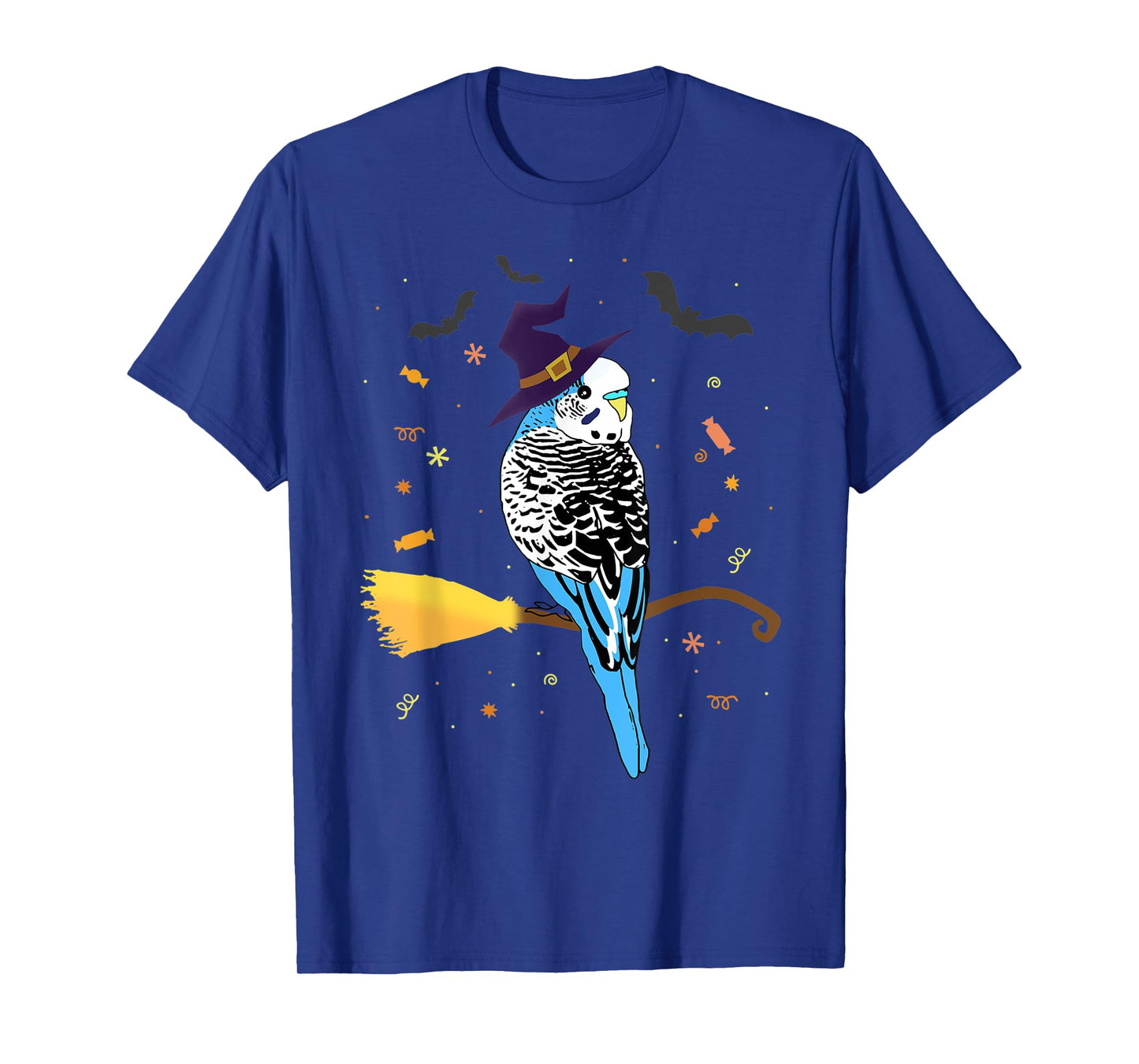 Funny Parrot Witch Birb memes Blu Parakeet Halloween Budgie T-Shirt