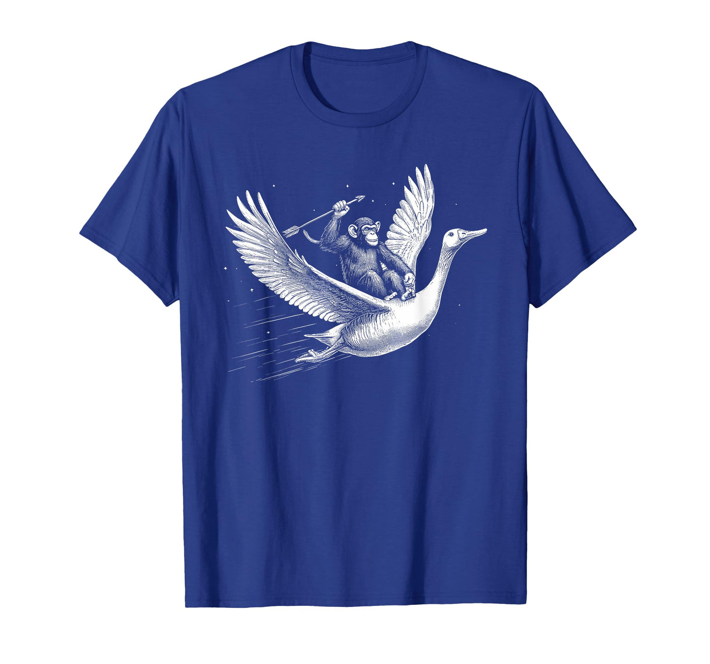Monkey Riding Goose with Spear Surreal Art T-Shirt