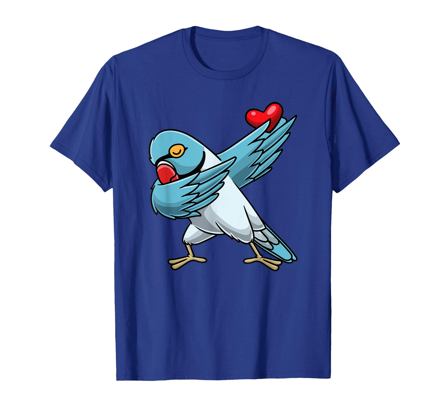 Blue Indian Ringneck Dabbing Parrot Bird With Heart T-Shirt