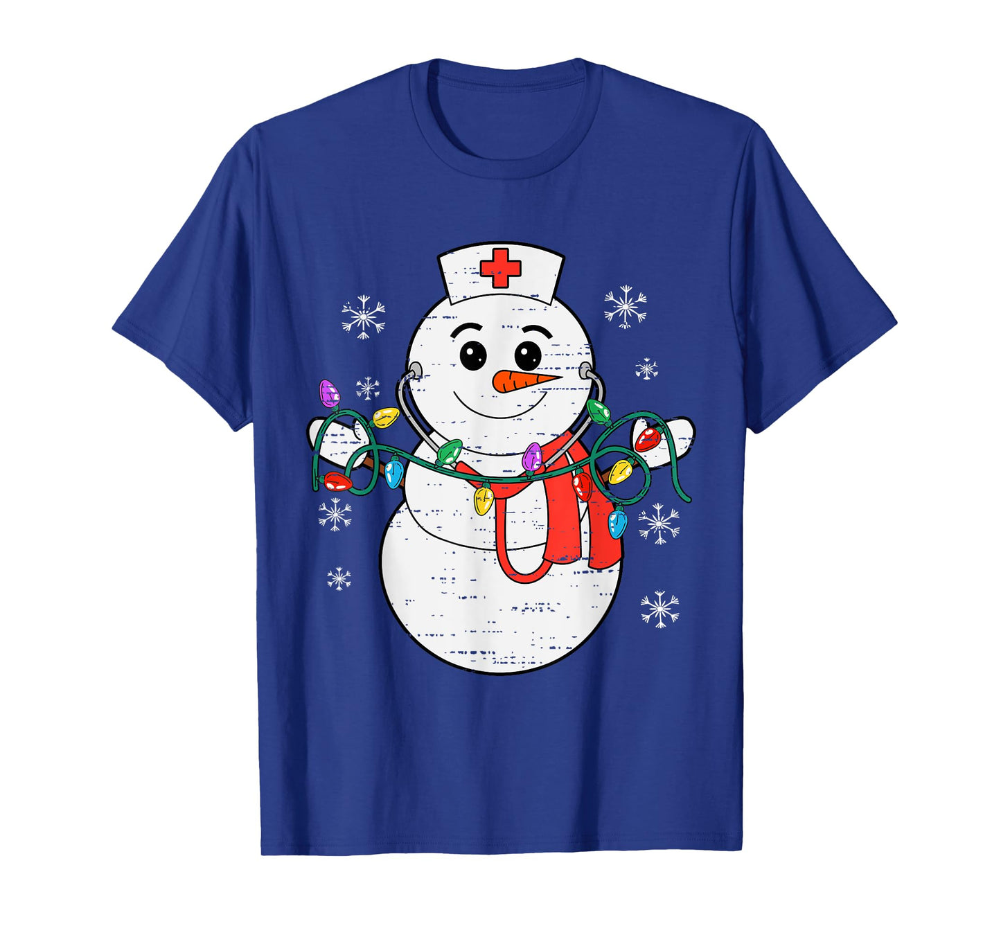 Snowman Nurse Christmas Stethoscope Xmas Scrub Top Women T-Shirt