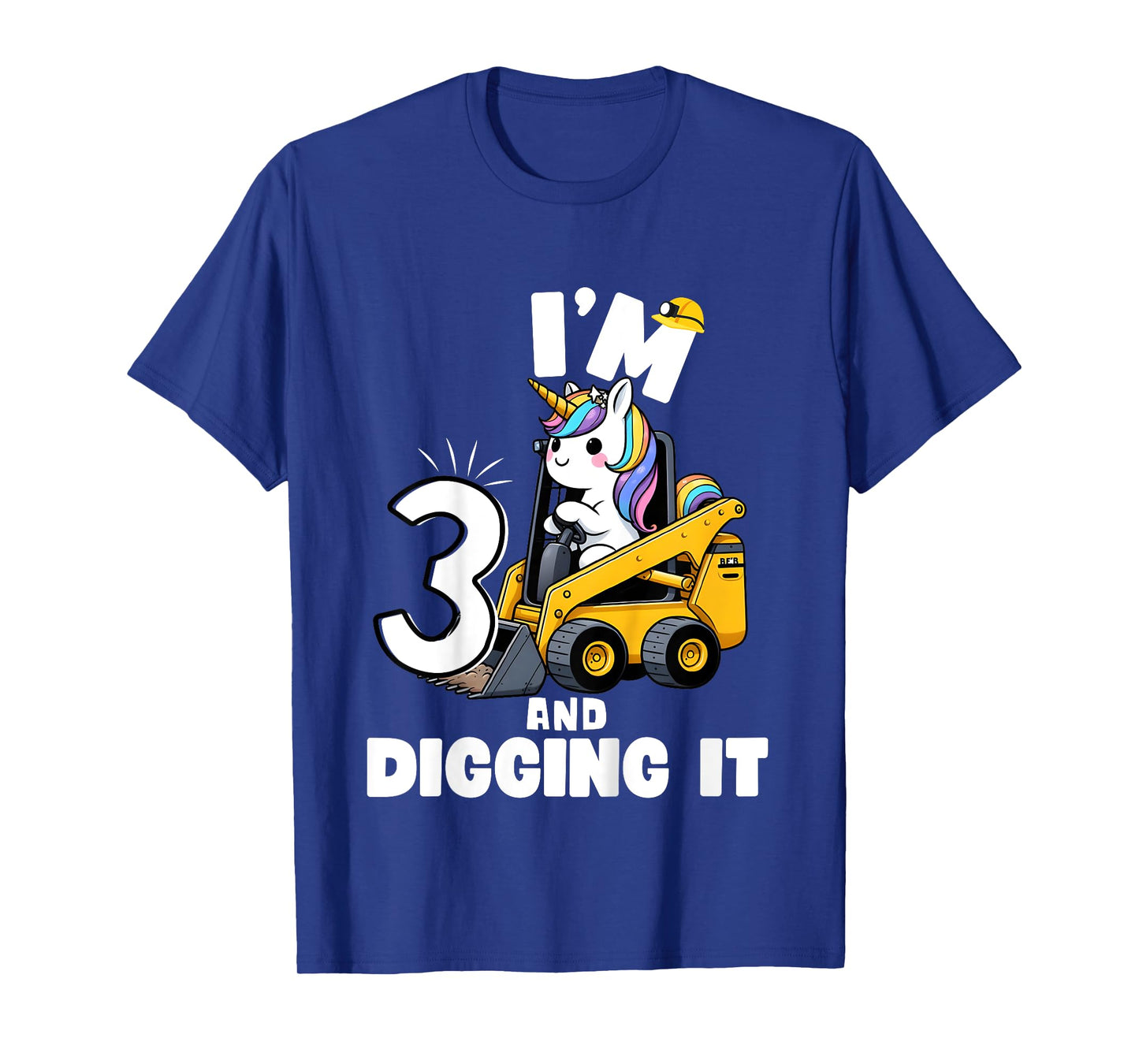 I'm 3 And Digging It 3rd Birthday Unicorn Construction T-Shirt