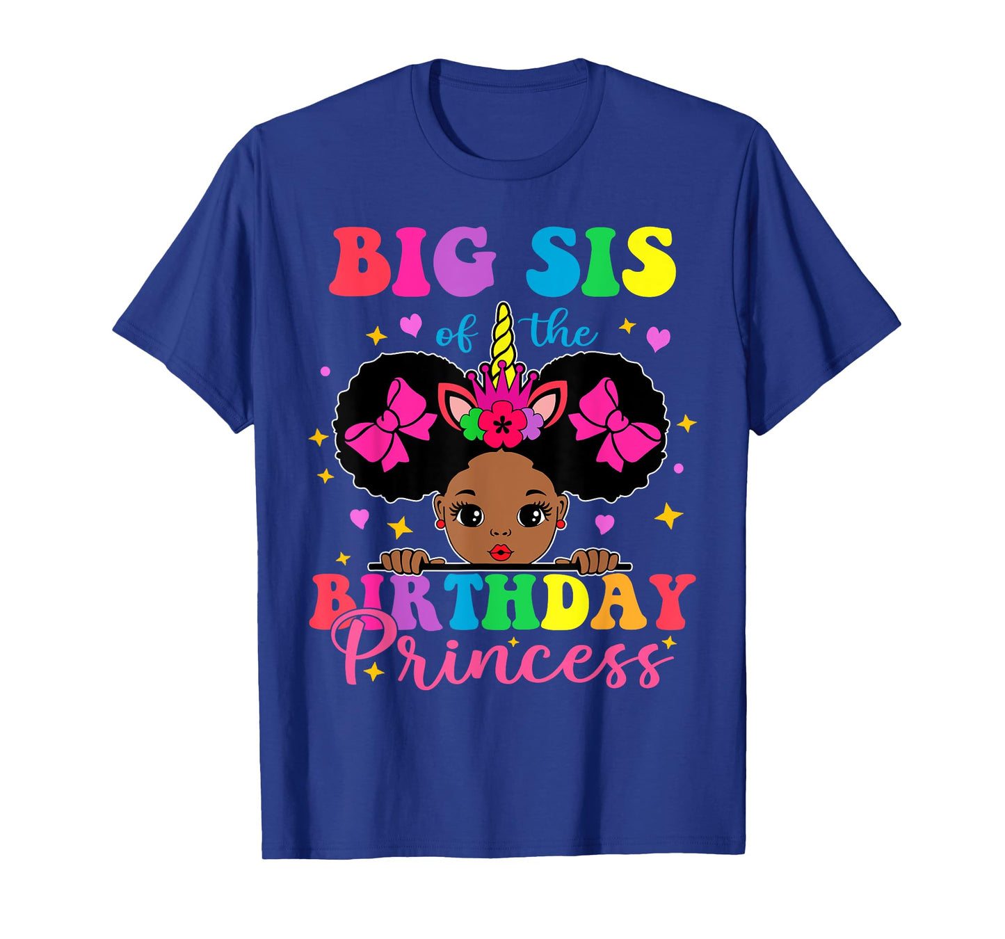 Big Sister of The Birthday Girl Princess Afro Melanin T-Shirt