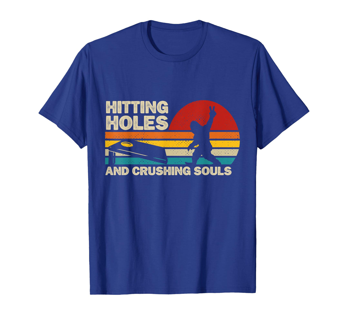 Hitting Holes And Crushing Souls Funny Bigfoot Cornhole T-Shirt