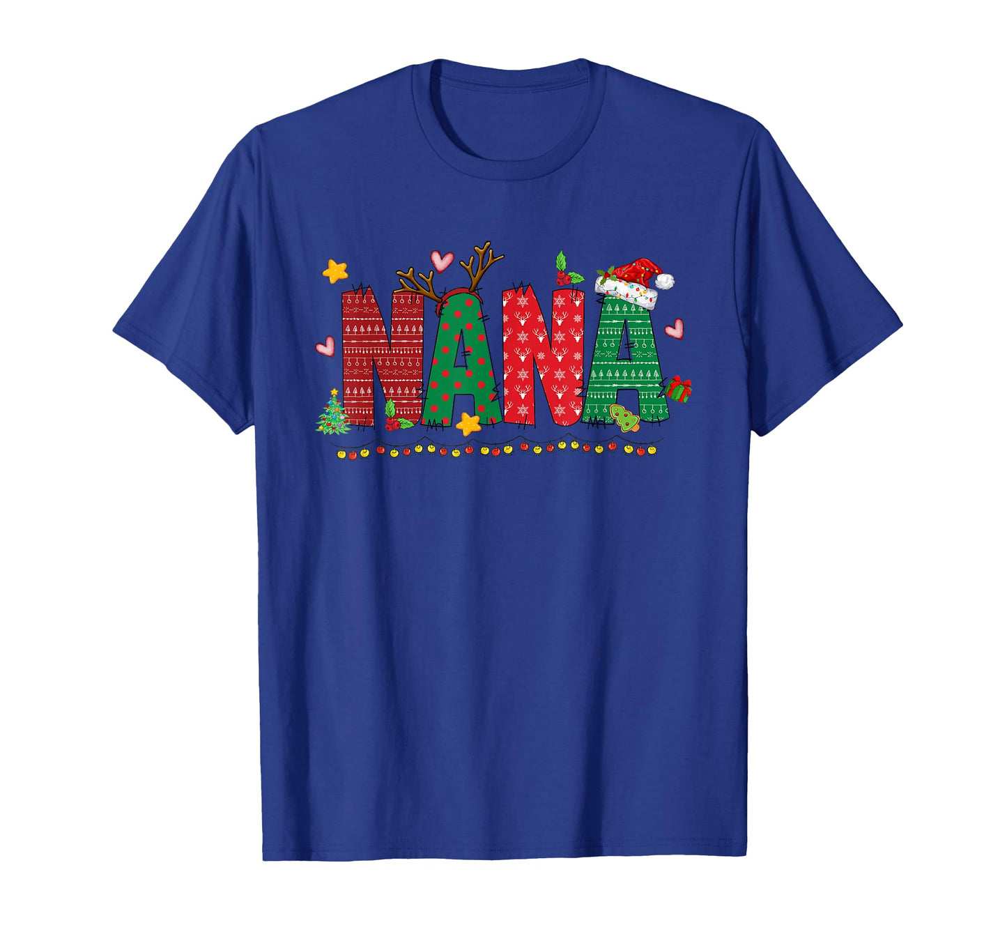 Nana Claus Christmas Lights Pajama Family Matching T-Shirt