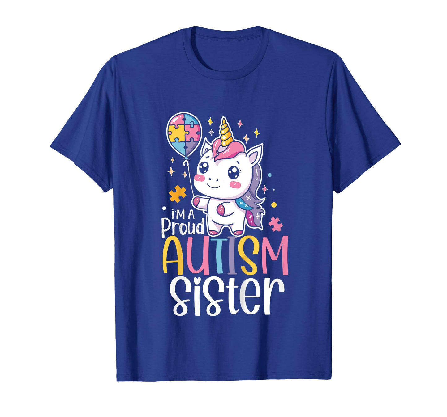 Kids Proud Autism Sister Awareness Cute Unicorn Puzzle Girls T-Shirt