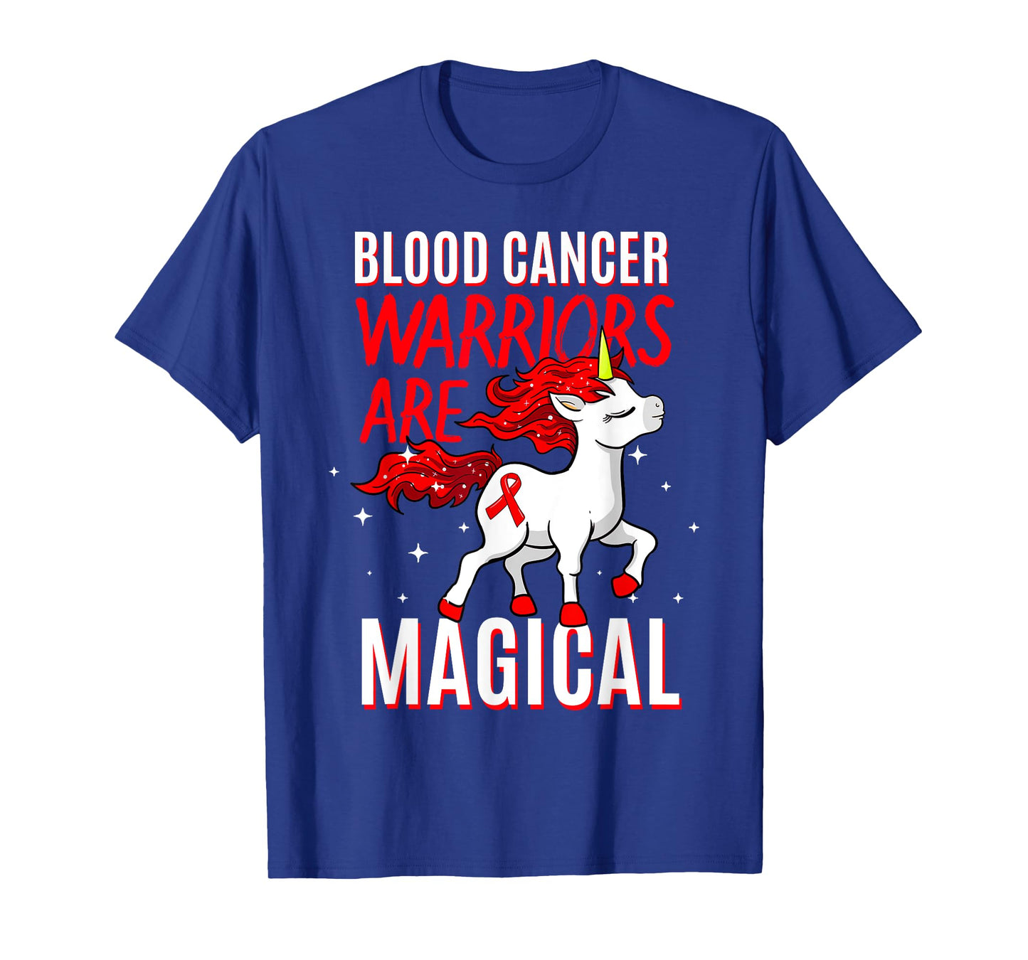 Blood Cancer Warrior Magical Unicorn Red Ribbon Liquid Tumor T-Shirt
