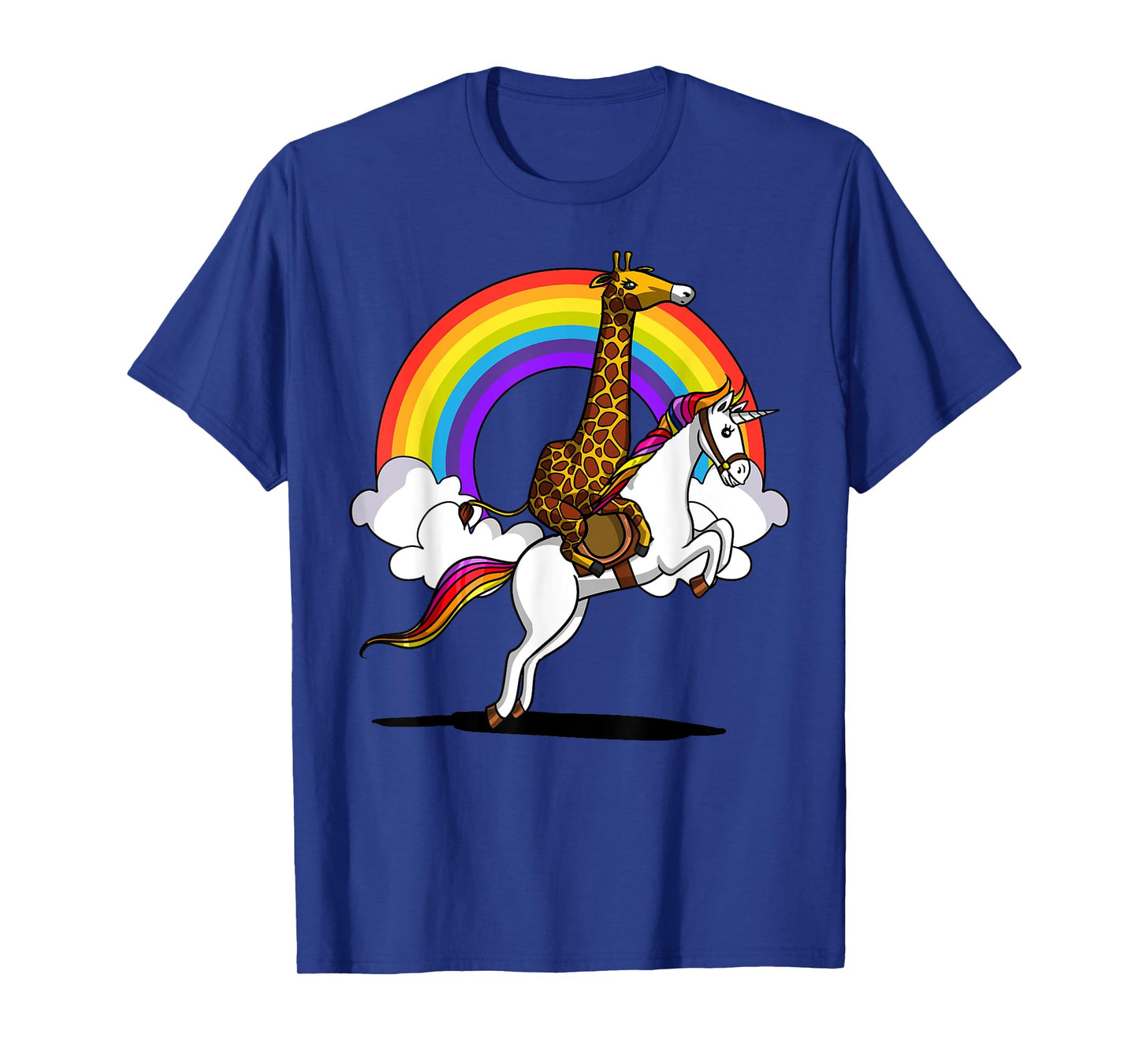 Giraffe Riding Unicorn Magical Rainbow Funny Boys Girls Kids T-Shirt